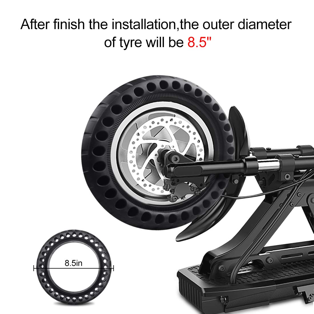 8.5 Inch Solid Tire Tyre for Xiaomi mijia M365, Front/Rear Rubber Tire Wheel Replacement for Electric Scooter 8 1/2x2 Anti-slip (2)