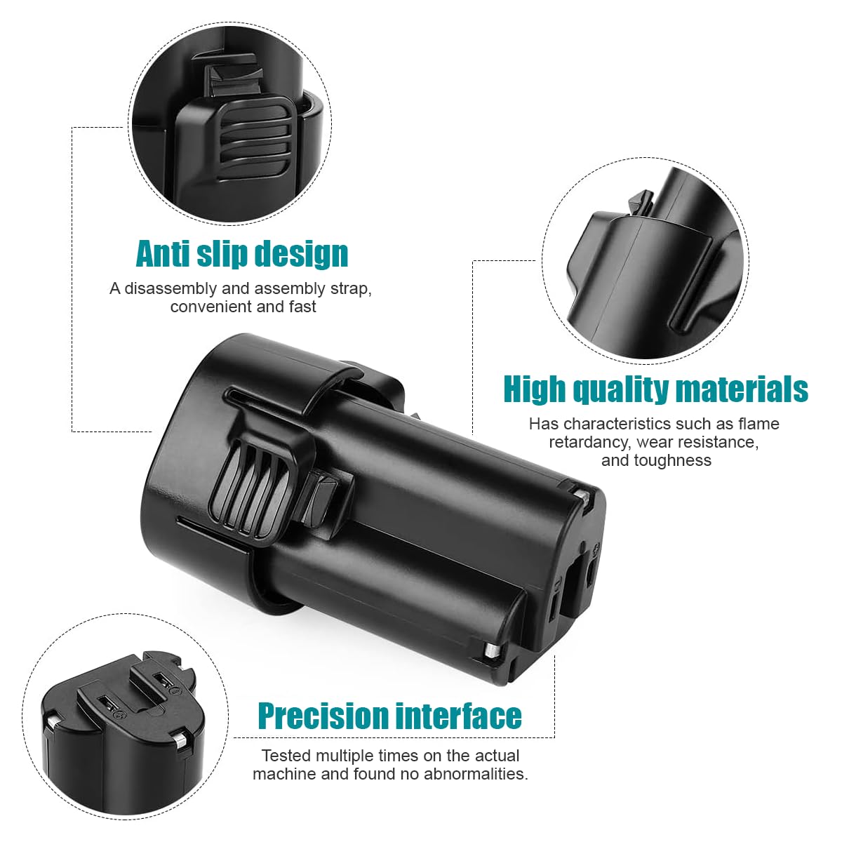 2Pack 10.8V 3600mAh Li-ion Battery for Makita BL1013 Battery Makit BL1014 Battery 195332-9 194550-6 DF330D LCT203W Cordless Tool for Makita 10.8V Battery