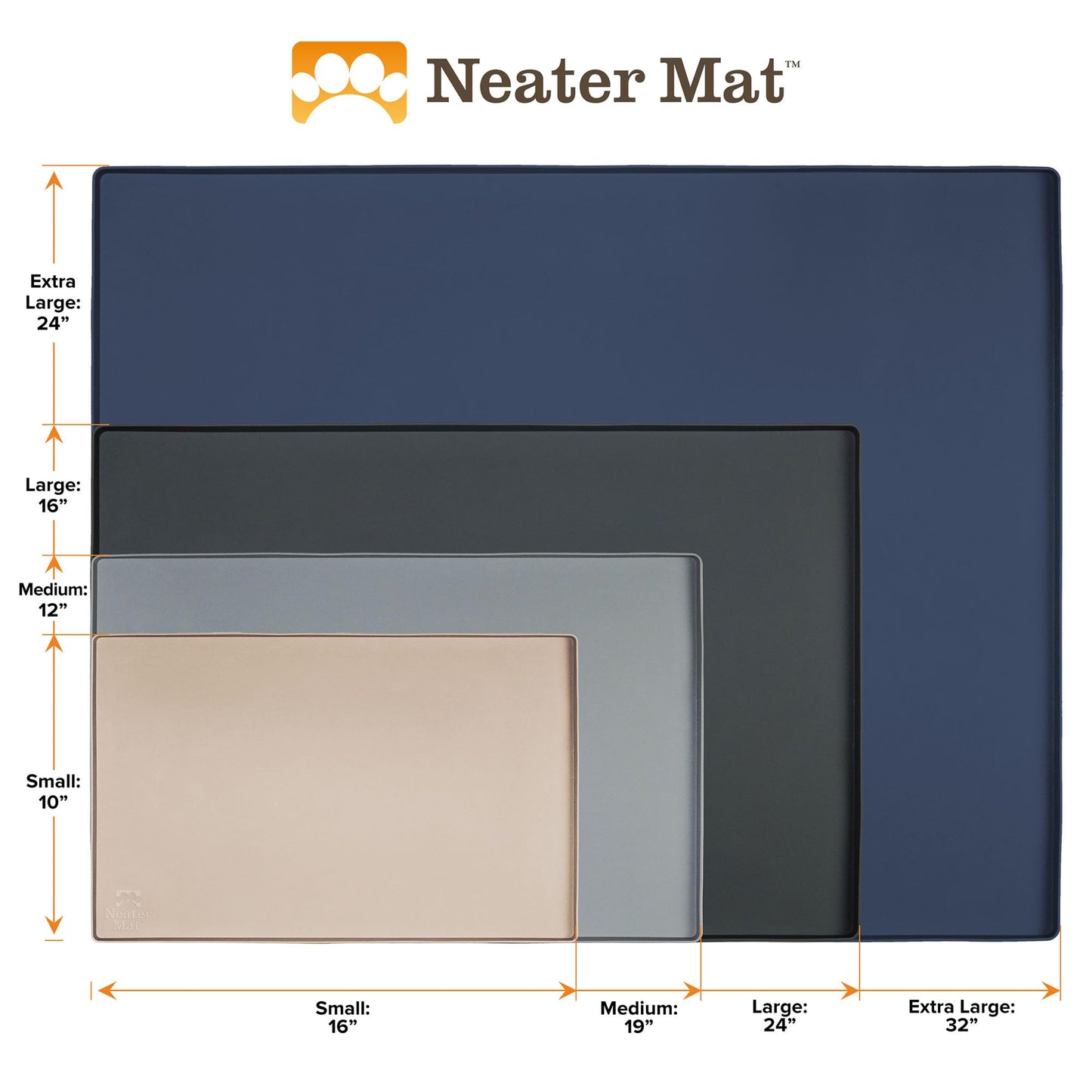 Neater Pet Brands Neater Mat Pet Mats for Food and Water, Dog Bowl Mat Waterproof Silicone, Pet Mat for Dog or Cat, Dog Food Mats for Floors Waterproof, Dog Water Mat & Dog Food Mat with Raised Edge