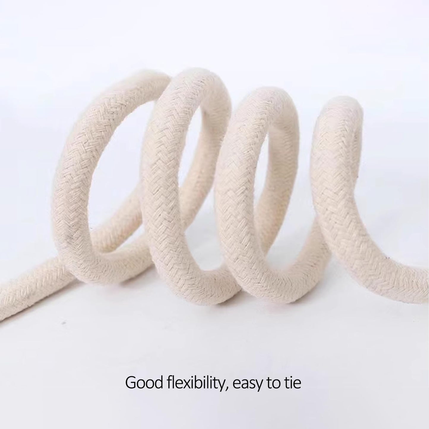 Aoneky Cotton Rope Washing Line Rope Outdoor Clothes Line Long Braided White Rope (3/8 inch x 100 ft)
