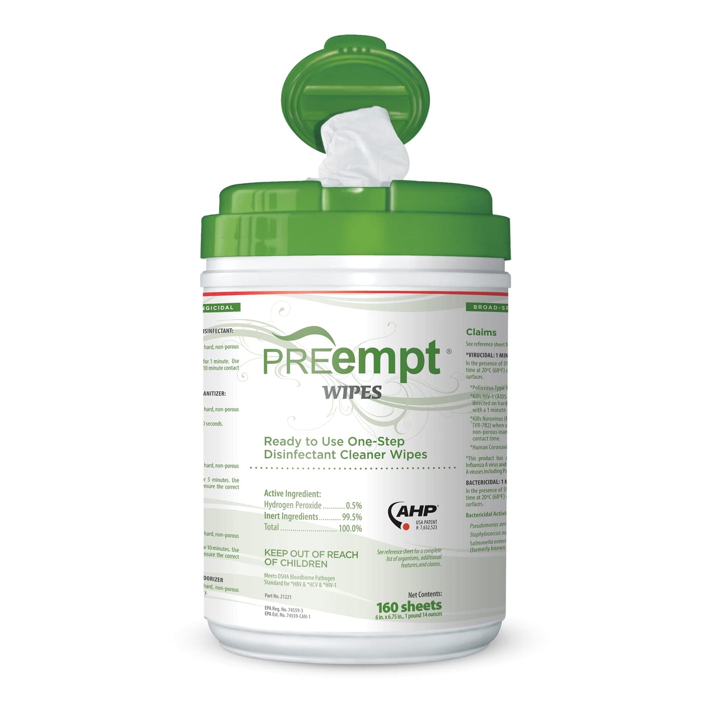 PREempt One Step Disinfectant Cleaner Wipes - All Purpose Wipes for Salons, Spas, Clinics, Studios - Wipes Canister (1 pack)