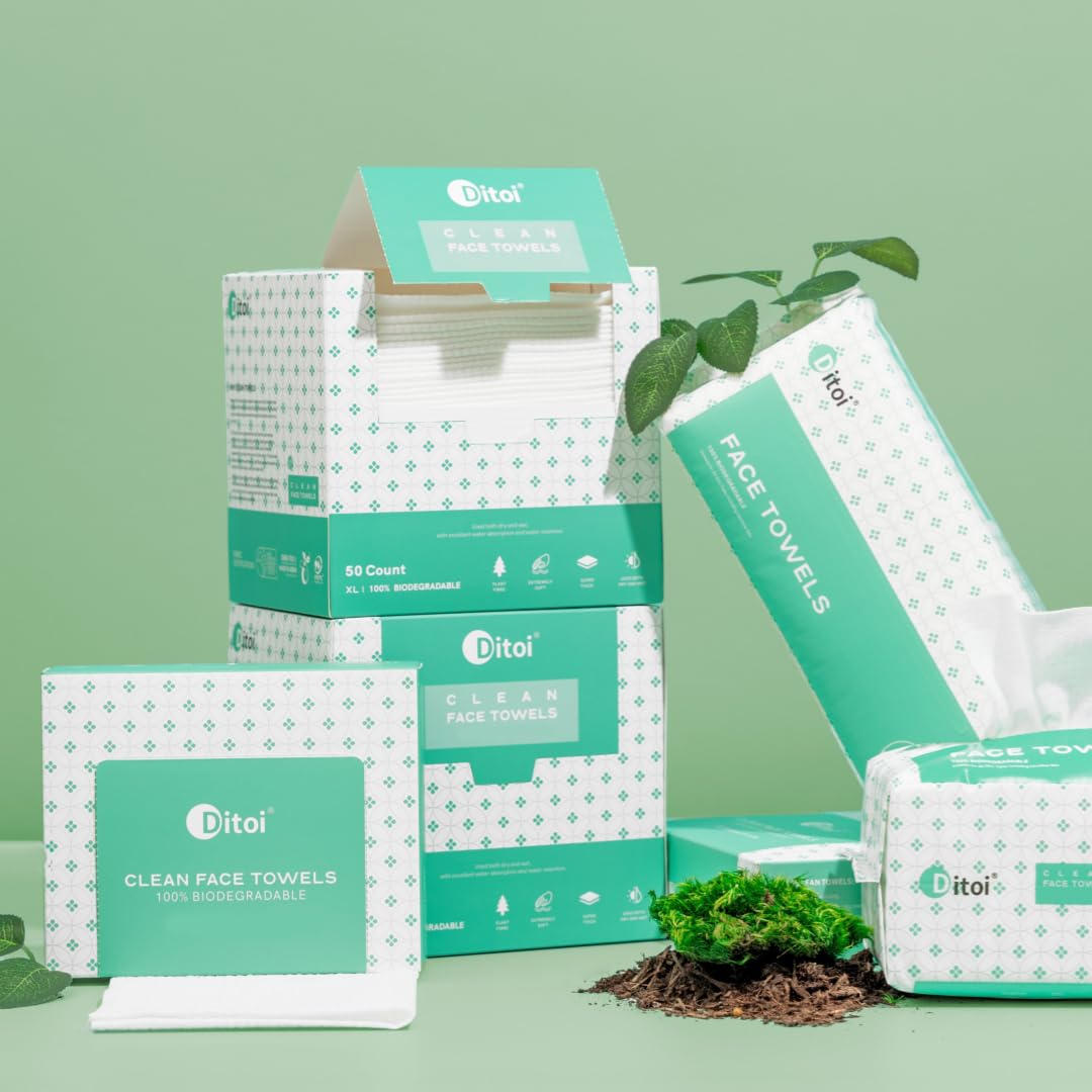 Ditoi Disposable Face Towels, XXL Face Cloths,Thick Makeup Remover Facial Tissue, Soft Face Dry Wipes for Sensitive Skin,Oil Skin, Skincare Cleansing 200 Count