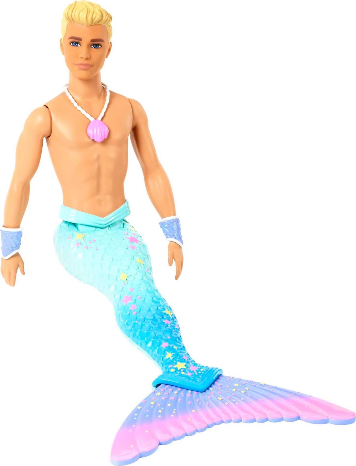 Barbie Dreamtopia Merman Doll, approx. 12-inch with Blue Rainbow Tail and Blonde Hair, for 3 to 7 Year Olds