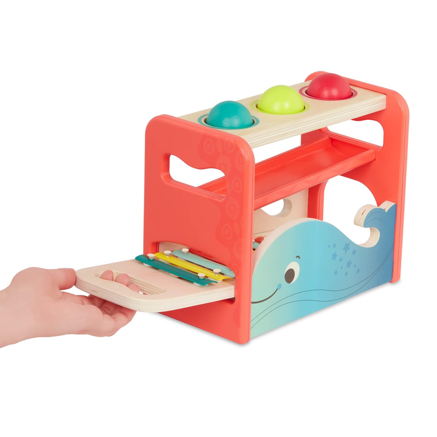B. Toys – Xylo – Pound Whale – Musical Instrument – Wooden Hammer & Balls – Developmental Toy for Toddlers – 1 Year +
