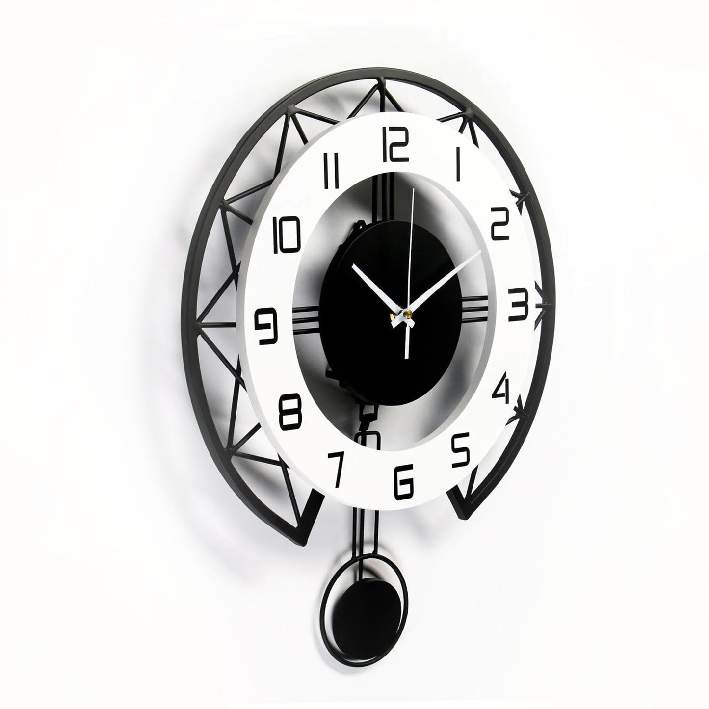 Large Pendulum Modern Wall Clock, Decor Big Silent Non Ticking Battery Operated 17 Inch Wall Clock for Living Room Bedroom Office Indoor Home Decorative