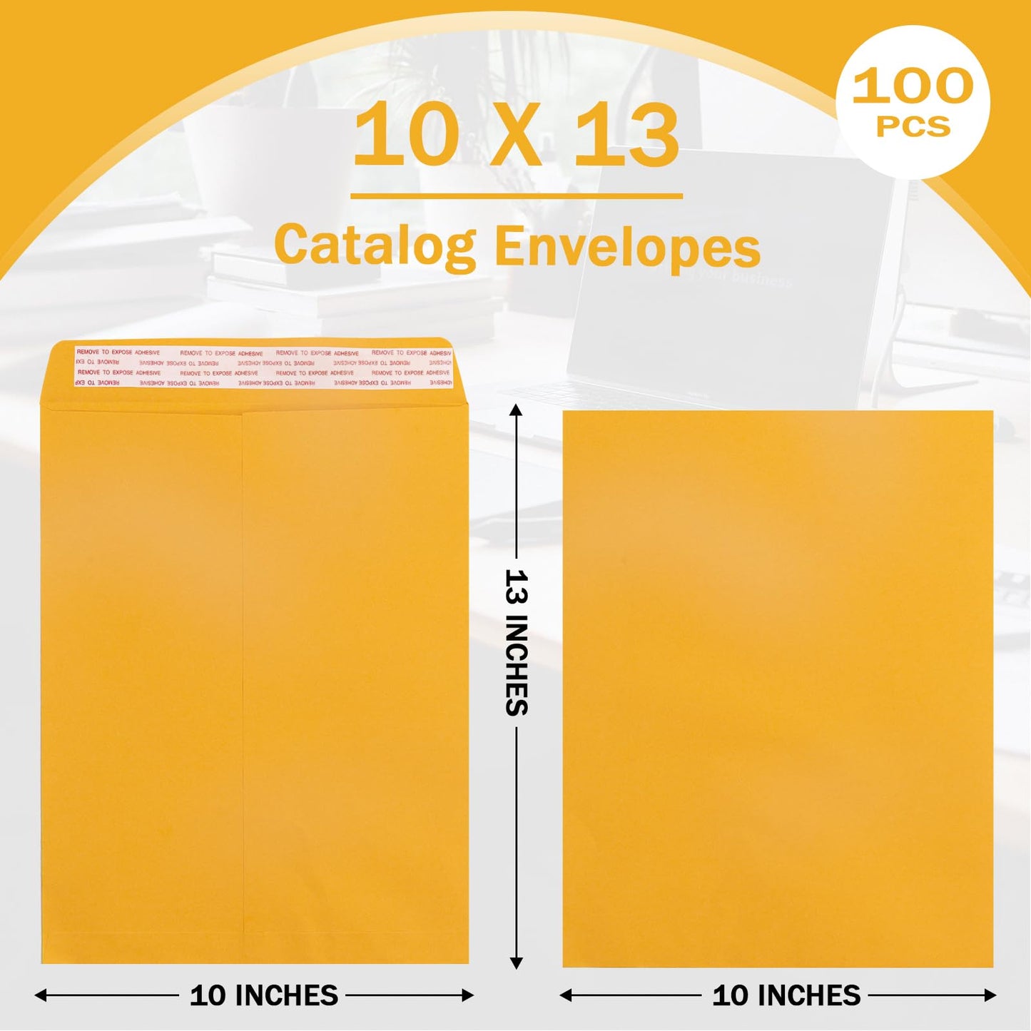 10x13 Catalog Envelopes Self Seal 100 Pack, Goefun 100GSM Paper Yellow Brown Manilla Envelopes with Peel and Seal Flap for Mailing, Organizing and Storage