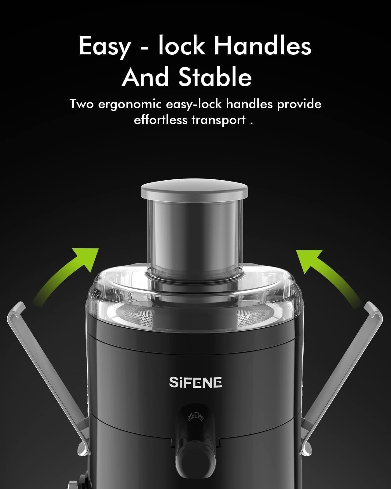 Juicer Machines, SiFENE Compact Centrifugal Juicer Extractor, Juice Maker for Vegetable and Fruit with 3-Speed Setting, Non-BPA, Easy to Clean, Black