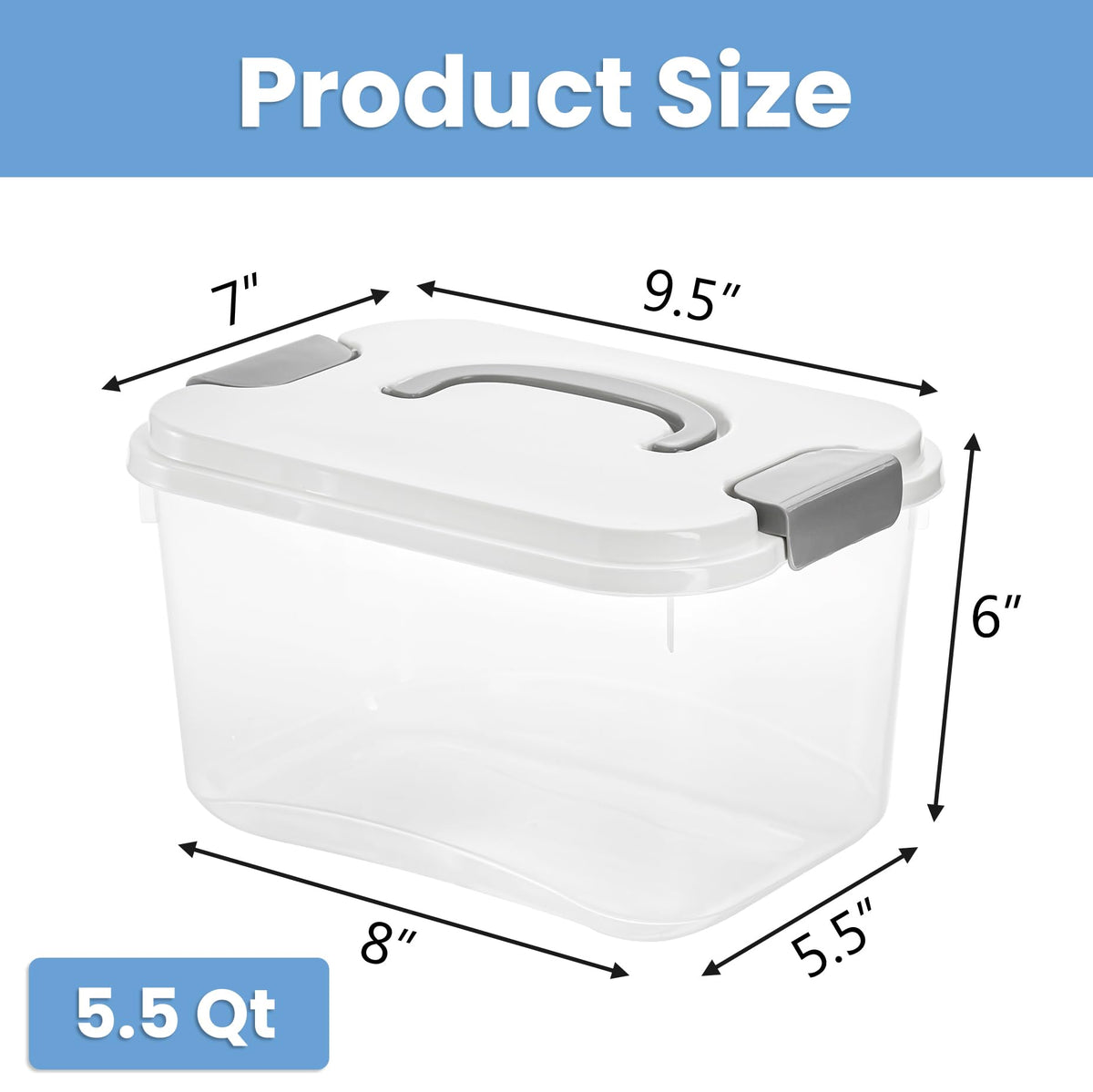 Elsjoy 8 Packs 5.5 Quart Plastic Storage Bins, Clear Storage Latch Box with Latching Lids, Stackable Organizing Bins Lidded Storage Container for Snacks, Cosmetics