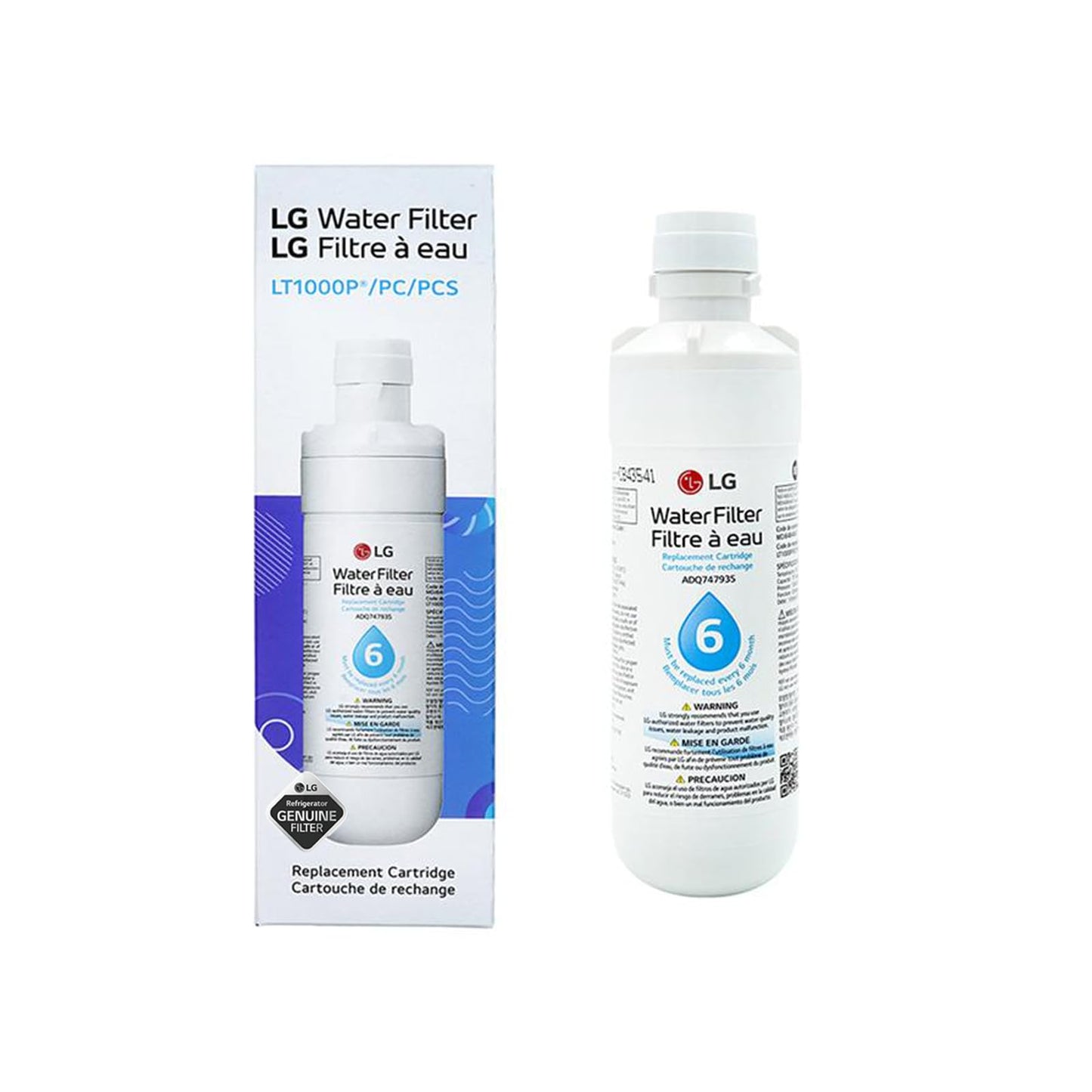 LG LT1000P ADQ74793501/AGF80300704/AGF80300705 6 Month / 200 Gallon Capacity Refrigerator Water Filter Replacement (NSF42, NSF53, and NSF401)