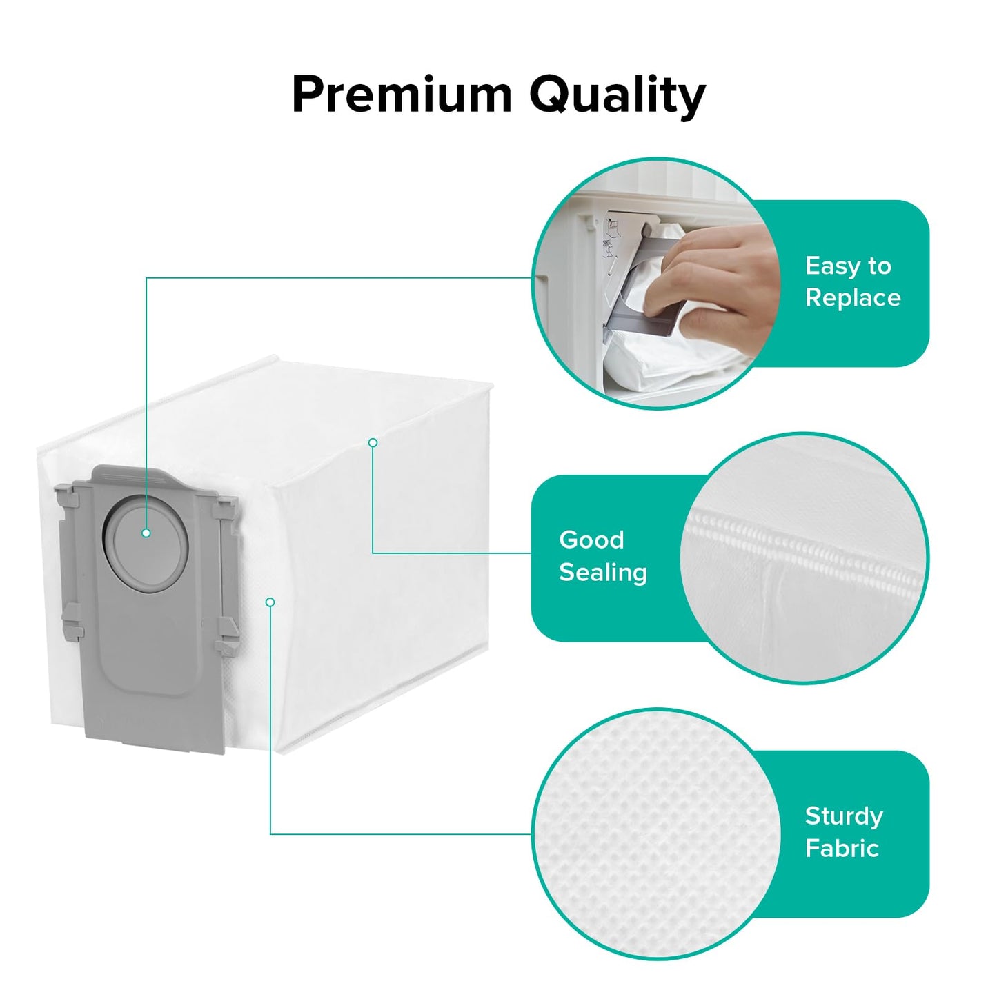 roborock 6 Packs Disposable Dust Bags for Qrevo S Pro, Qrevo S5V, QV 35A QRevo series, S8 Max(V) Ultra, QrevoMaxV, QrevoPro, Qrevo Curv, Qrevo Curv S5X, Qrevo Edge, Saros 10 Robot Vacuum