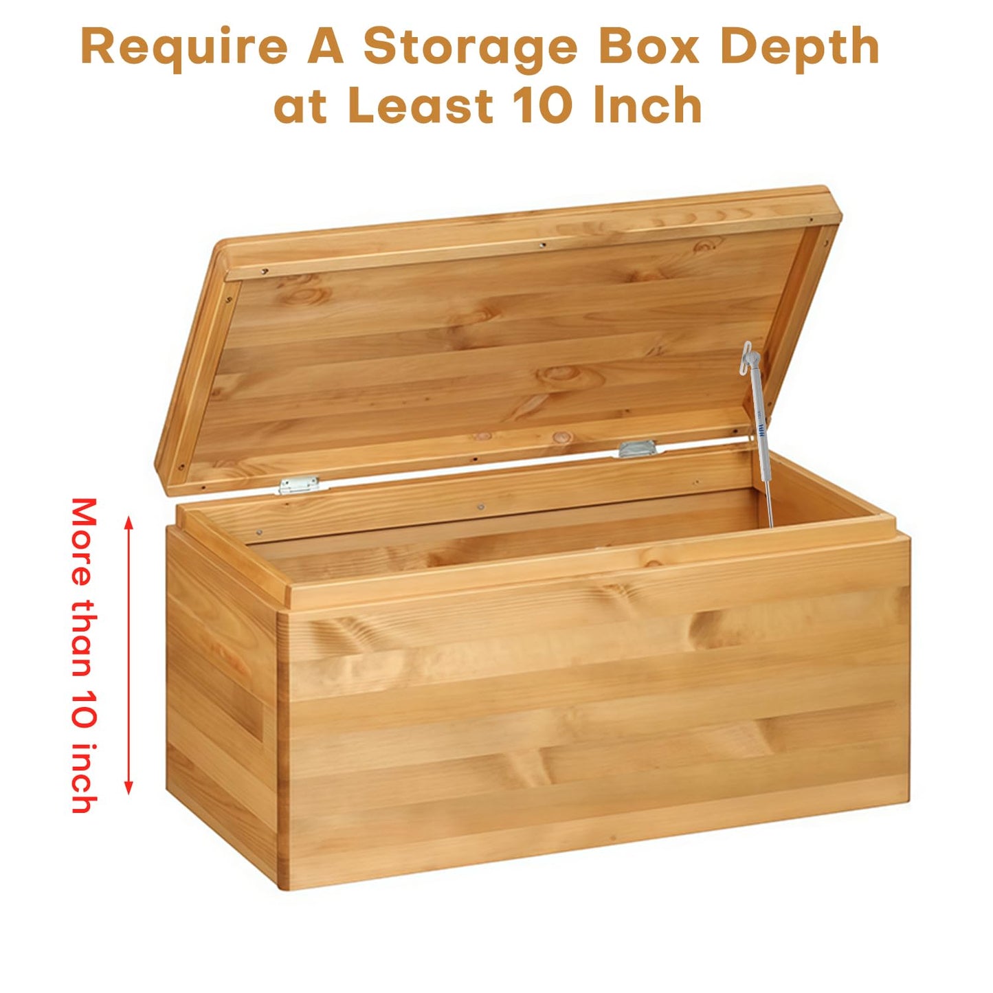 2 Pack Soft Close Toy Box Hinges for Heavy Curved, Round, Arched and Flat Lids - HBL' 150N Gas Strut Spring Hinges Safety Hinges to Slow Close, Also Works for Flat Lids.