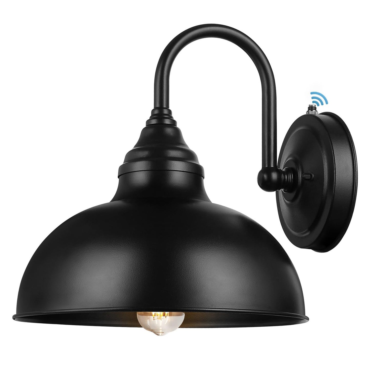 Naurham Barn Light Gooseneck Light- Dusk to Dawn Farmhouse Outdoor Lighting, 1-Light Outdoor Gooseneck Lighting with Sensor Farmhouse Wall Sconce for Patio Porch Garage (11.8" Diameter, 1pc)