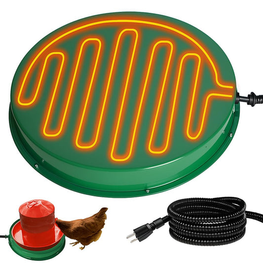 Chicken Water Heater for Winter, 125W Poultry Waterer Heated Base 31.4cm / 12.4in, Freeze-Proof Thermostat Deicer for Metal or Plastic Chicken Drinkers 1–5 Gallon (Green, 1PACK)