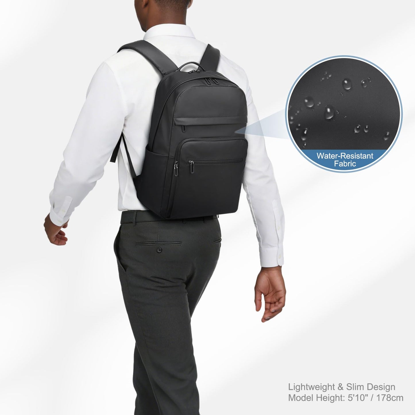 SUIKIHUM 16 Inch Laptop Backpack for Men, Business Work Backpack for Everyday Commute, Waterproof Travel Office Computer Bag, Black