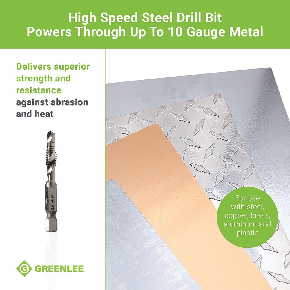 TEMPO Greenlee DTAPKIT 6-32 to 1/4-20 Combination Drill and Tap Set, 6-Piece