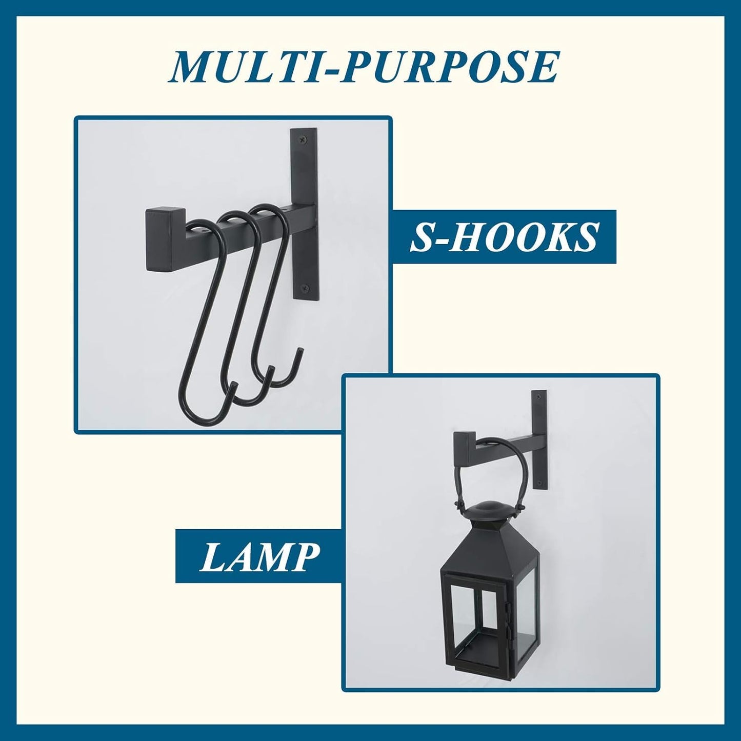 FlyGulls 8 Pcs Black Shelf Brackets Heavy Duty Brackets for Shelves Floating Shelf Bracket with Lip 13 Inch for Living Room Office
