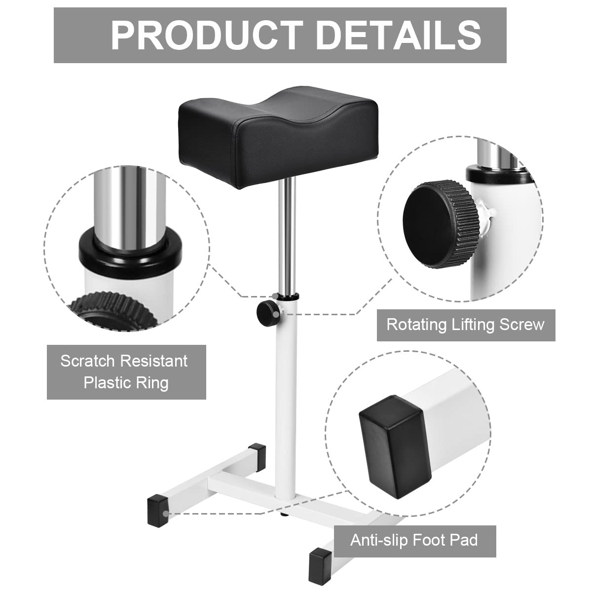 FLOLXNB Pedicure Manicure Footrest, Foot Massage Manicure Nail Beauty Stool Stand, Adjustable Height Footstool for Home Beauty Salon Spa Tattoo(Black)