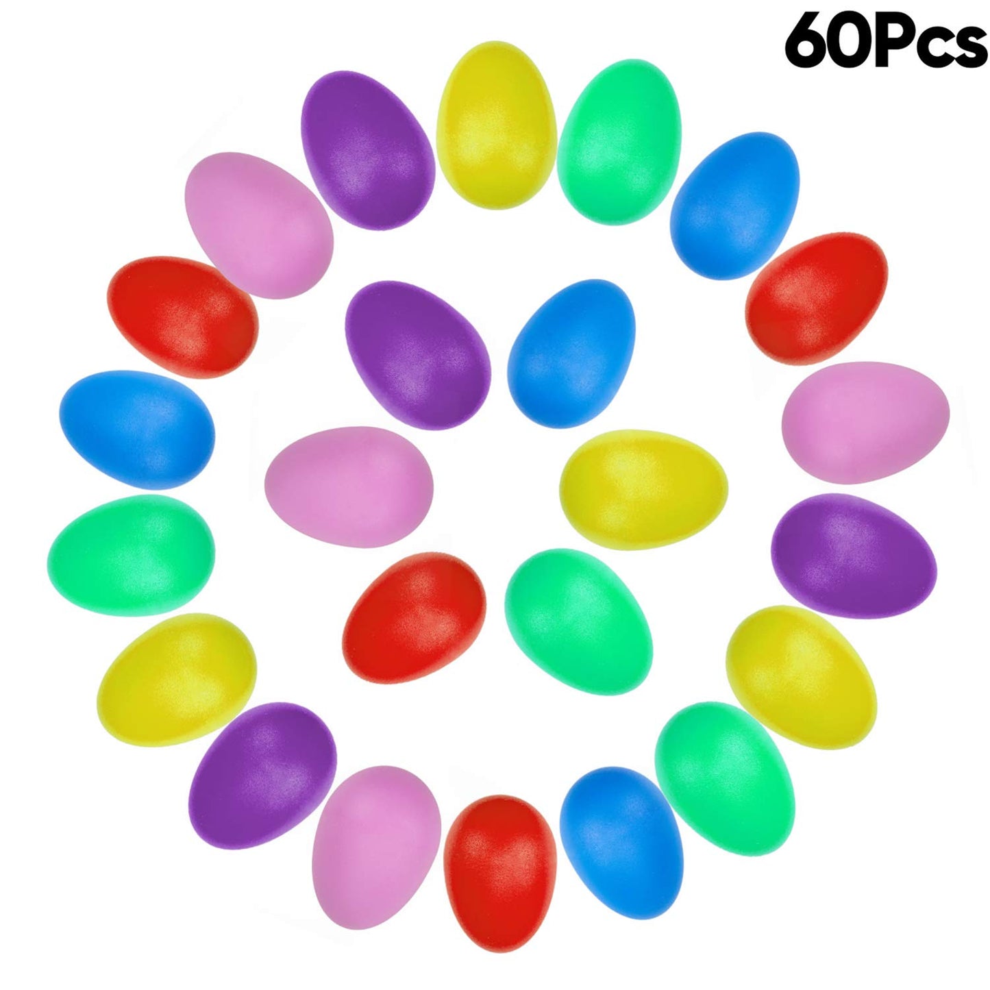 Foraineam 60 Pieces Plastic Egg Shakers - Colorful Easter Egg Maracas Musical Instruments - Percussion Music Eggs Noisemaker for Party Favors & Music Learning