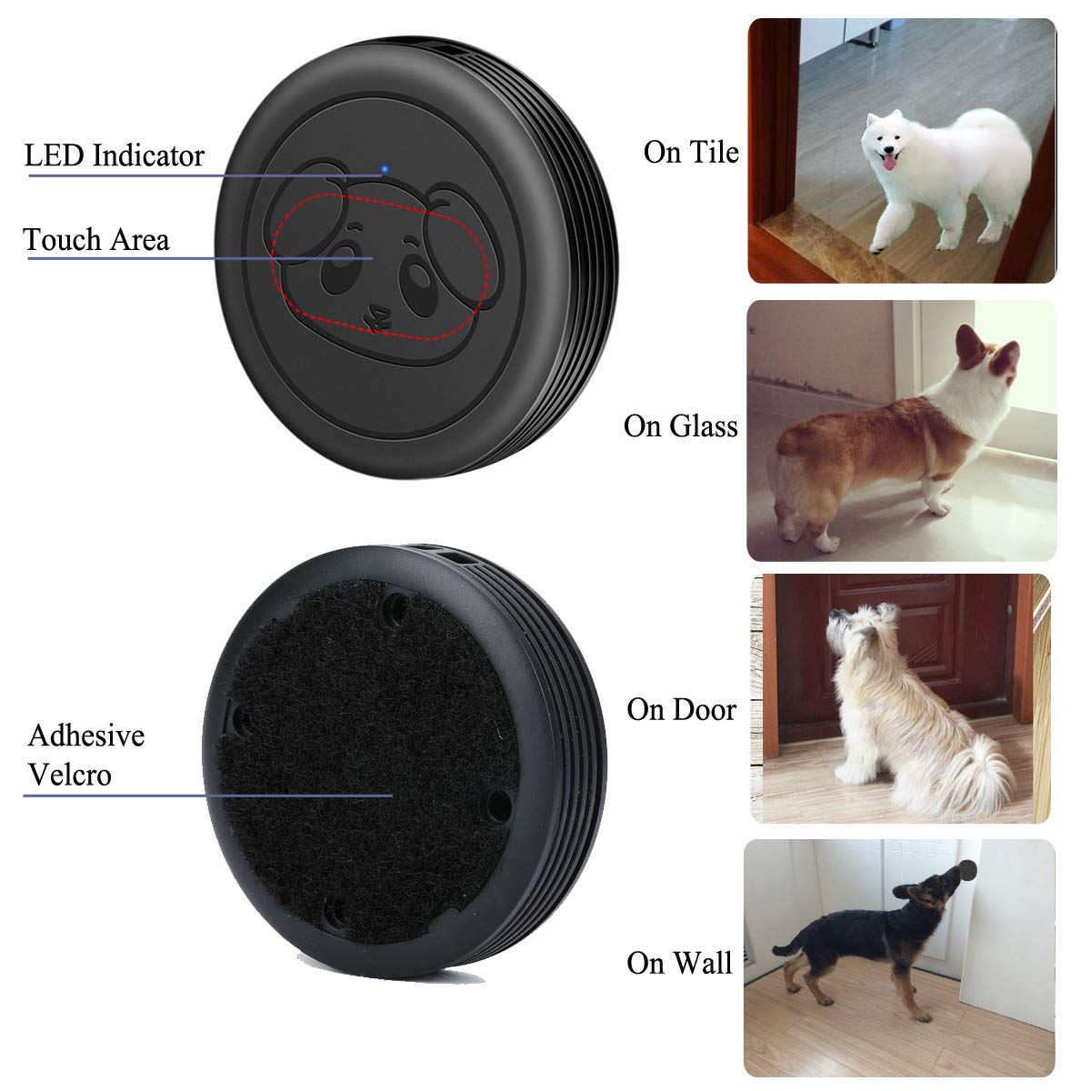 Dog Doorbell Doggie Door Bell for Potty Training with Warterproof Touch Button Smart Dog Bells to Go Outside (Black)