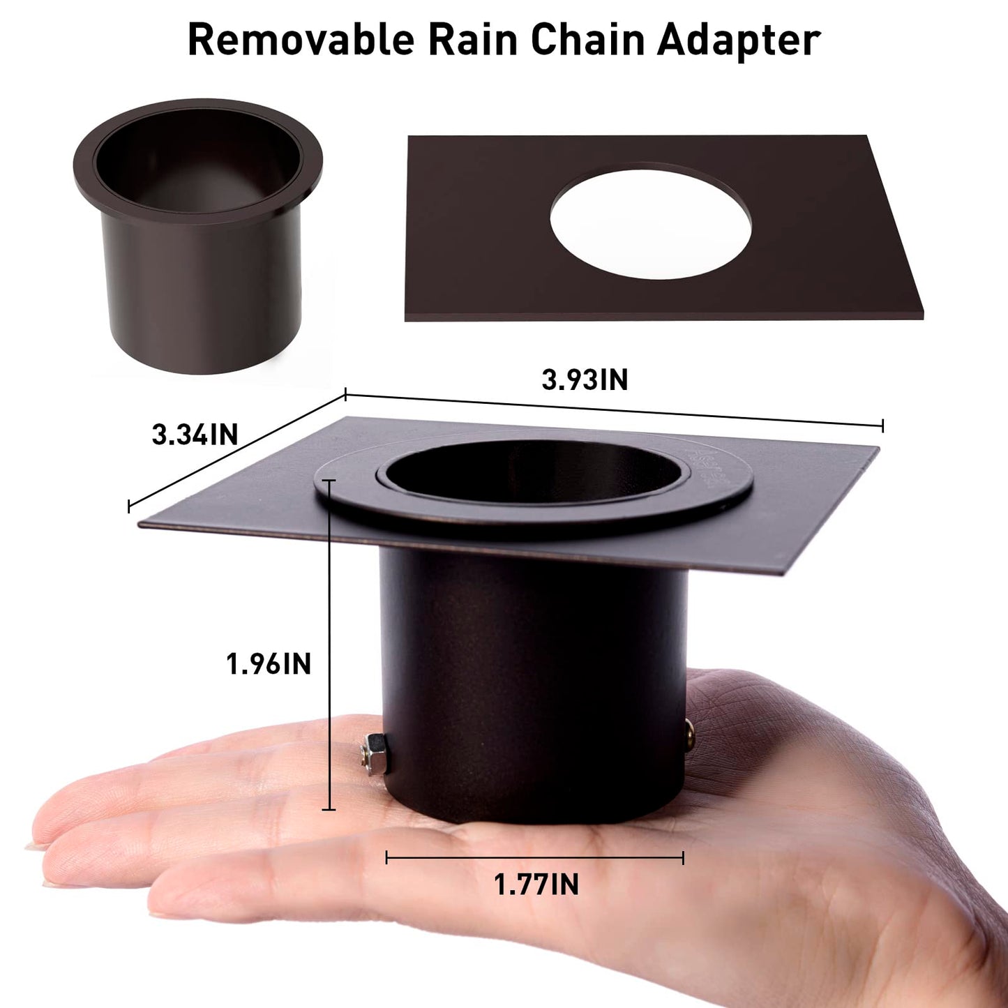 Rain Chain Set 8.5 Ft,Not Rust Wrought Iron Rain Chains for Gutters with Adapter Gotta Drain and Rain Chain Anchoring Stake, 14 Cups, 1 Hook, Adjustable Length for Garden Decorative (Coffee)