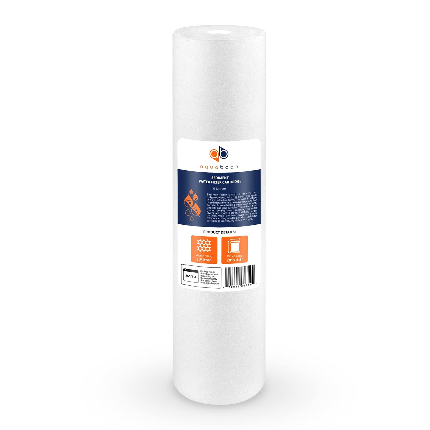 Aquaboon 5 Micron Well Water Filter Replacement 20 x 4.5 Whole House Sediment Filter Cartridge Compatible with DGD-5005-20, FP25B, AP810-2, 2-Pack
