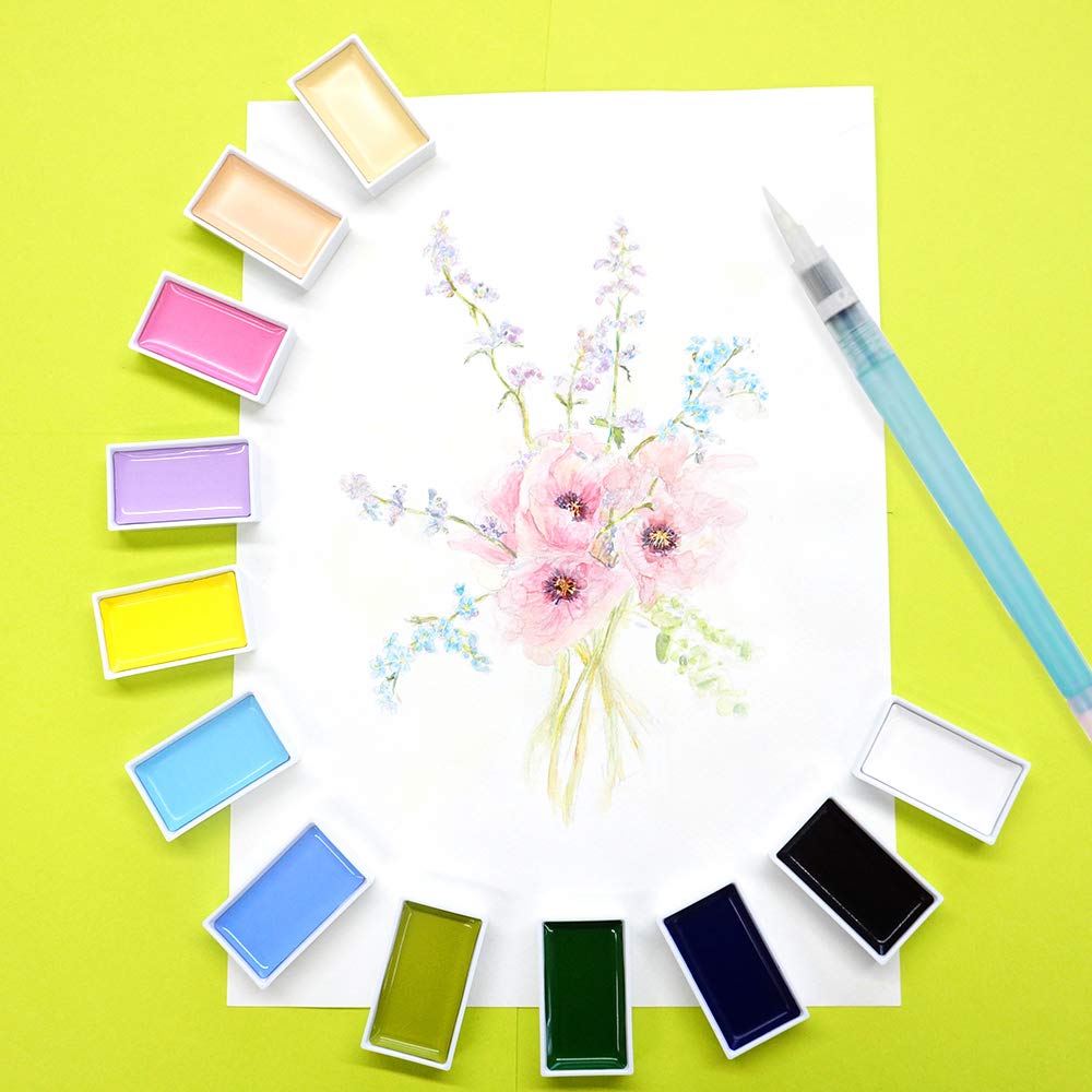 Kuretake GANSAI TAMBI Watercolor Paint Set, 48 Colors, Professional-quality for artists and crafters, for kids, adult, Made in Japan