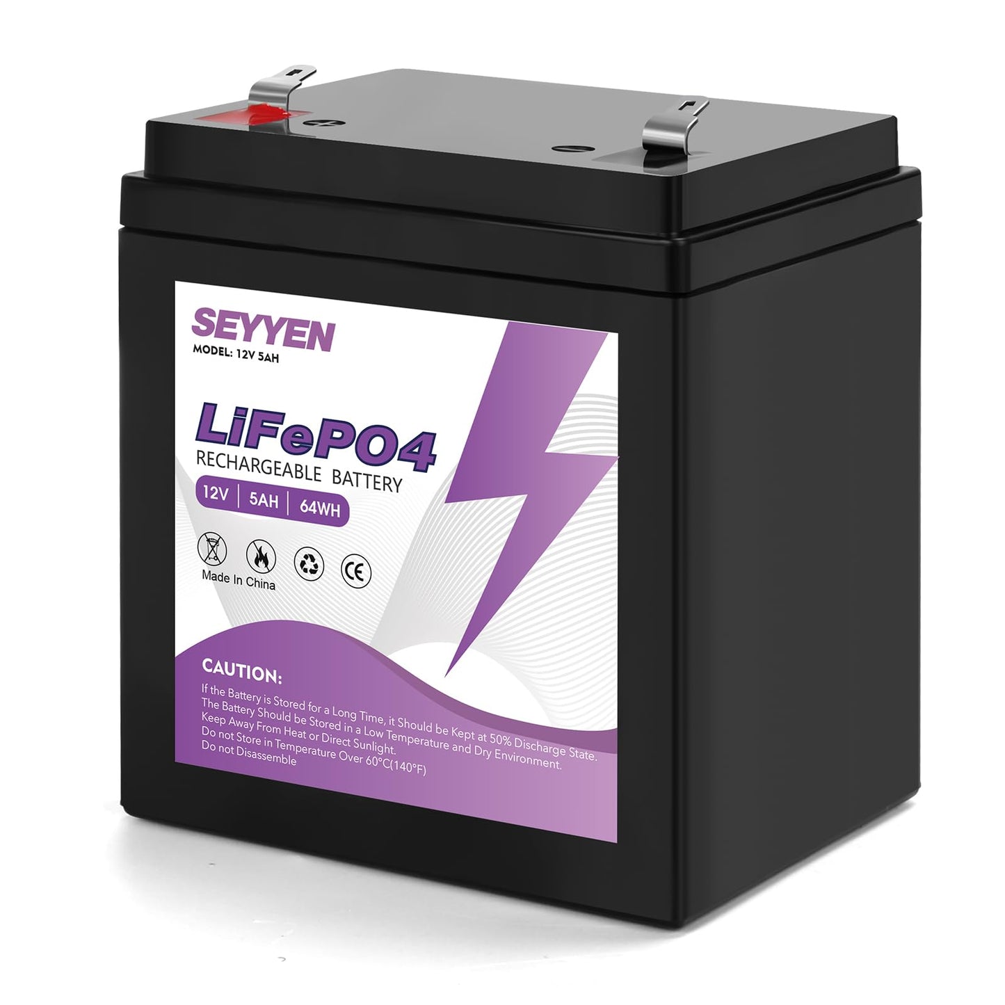 12V 5Ah LiFePO4 Rechargeable Backup Battery with BMS, 2000+ Cycles, Garage Door Opener Replacement Battery for Chamberlain 41A6357-1/Liftmaster 485lm 8500w