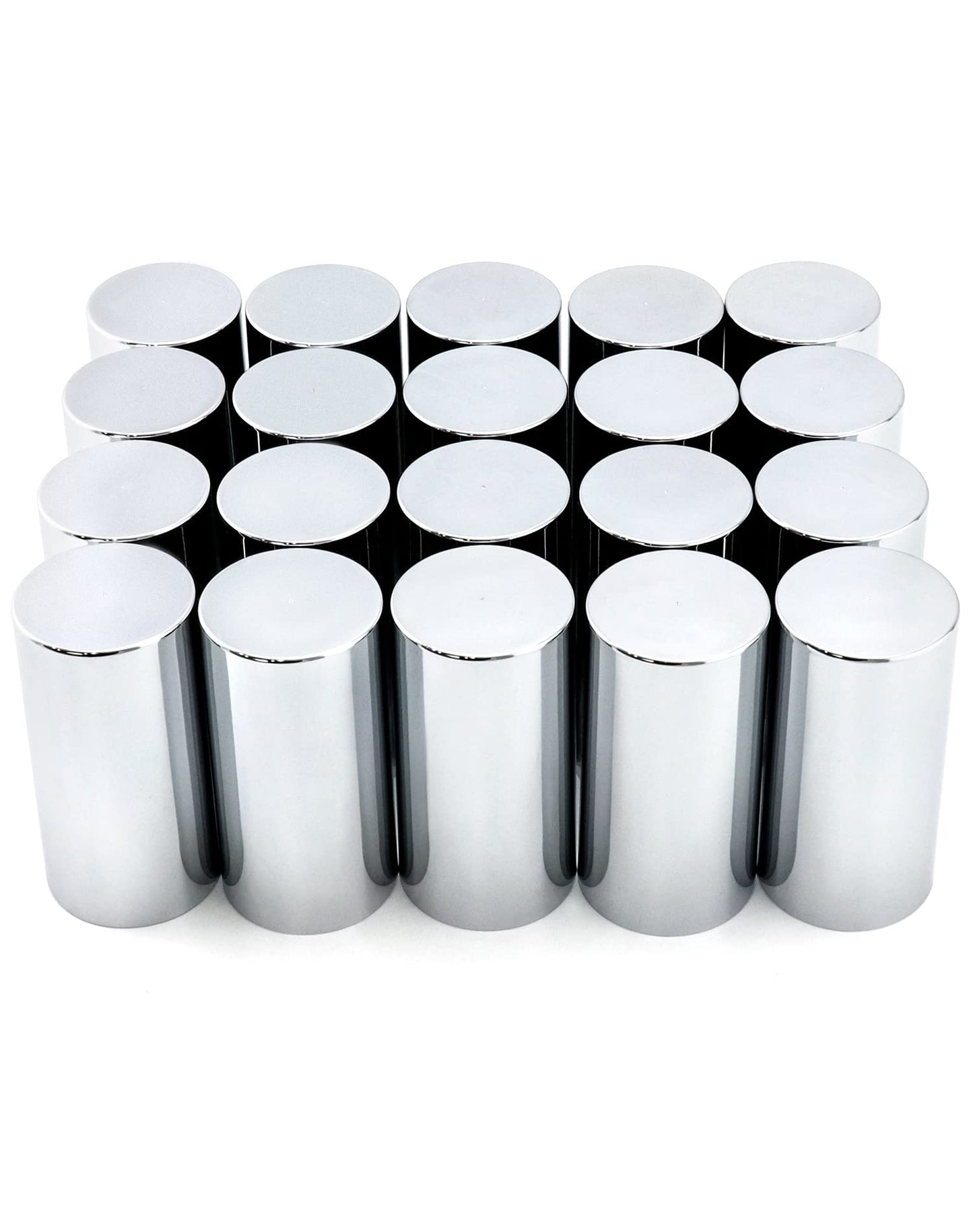 QWORK Lug Nut Covers Caps, Pack of 20 ABS Chrome Plastic Nut Caps, 33mm x 3-1/2" Cylinder Nut Cover, Thread On Fit, Screw-on Lug Nut Covers, for Semi Trucks, Trailers