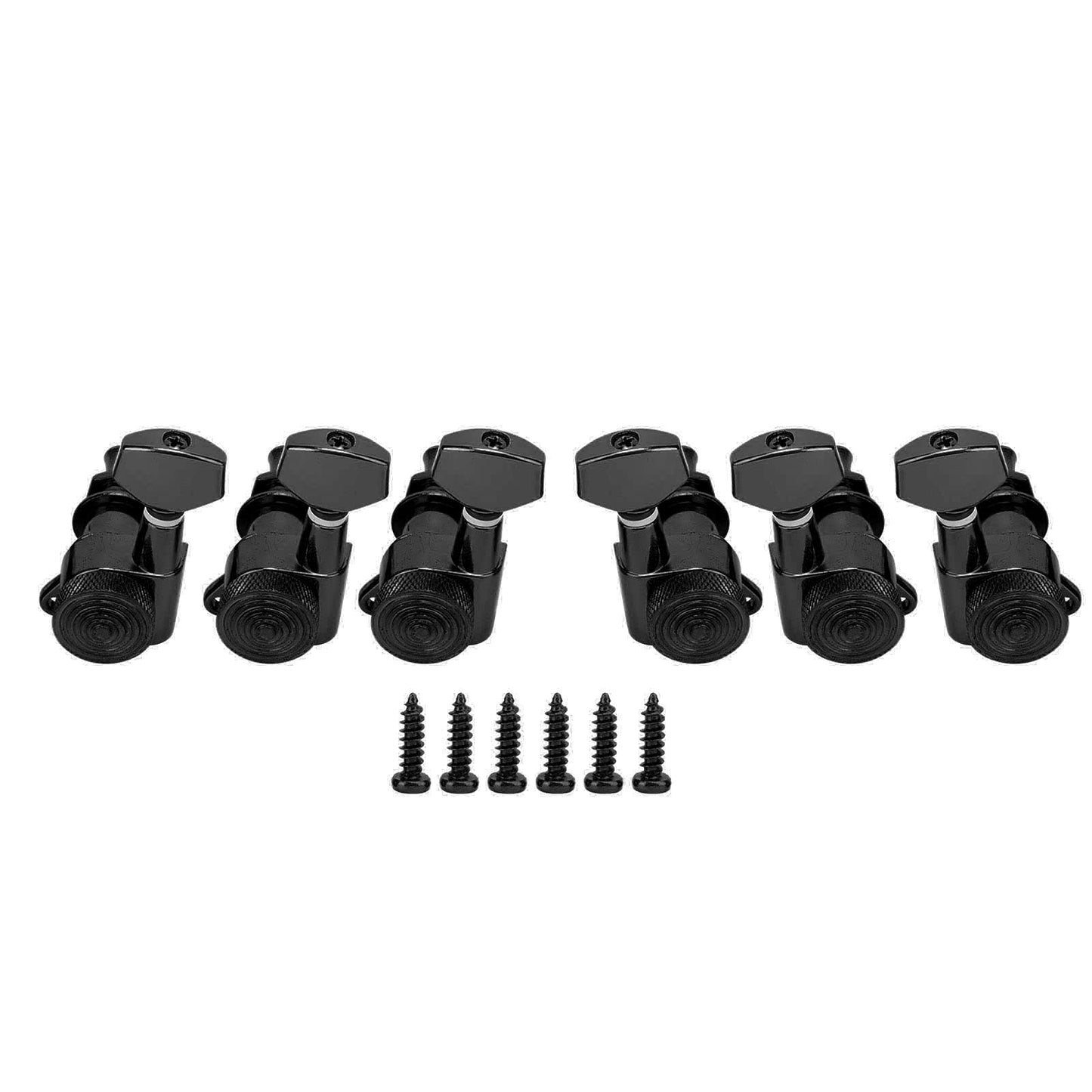 Lock String Tuning Key Pegs, Fastened Vintage Guitar Locking Tuners with 6 Screw, Detachable Locking Guitar String Tuning Pegs for Electric or Acoustic Guitars (Black)