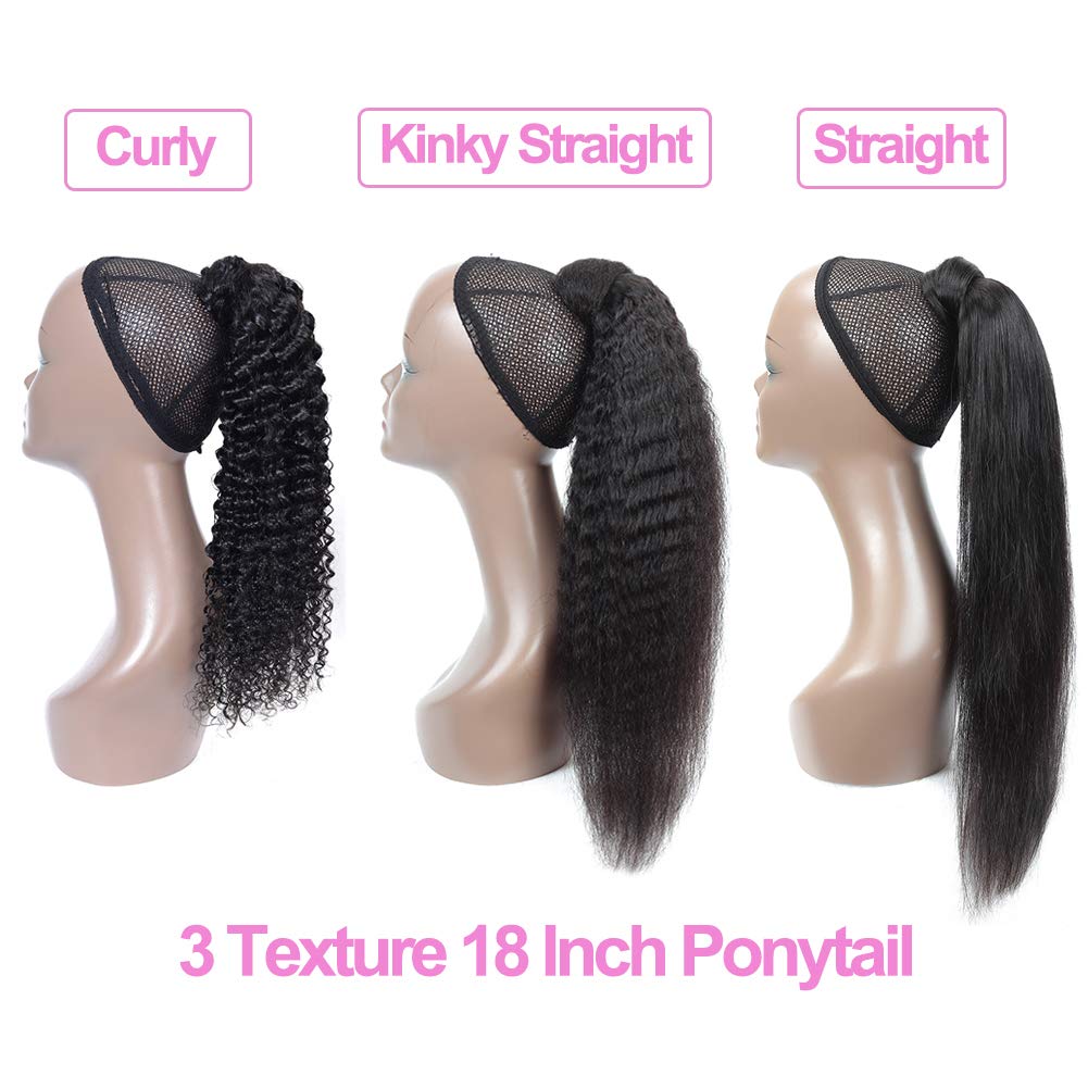 Alisfeel Wrap Around Ponytail Human Hair Extensions 10A Brazilian Straight Ponytail for Black Women Unprocessed Remy Human Hair Pony Tail with Magic Paste Clip In Extension Hairpiece 110g (22 Inch)