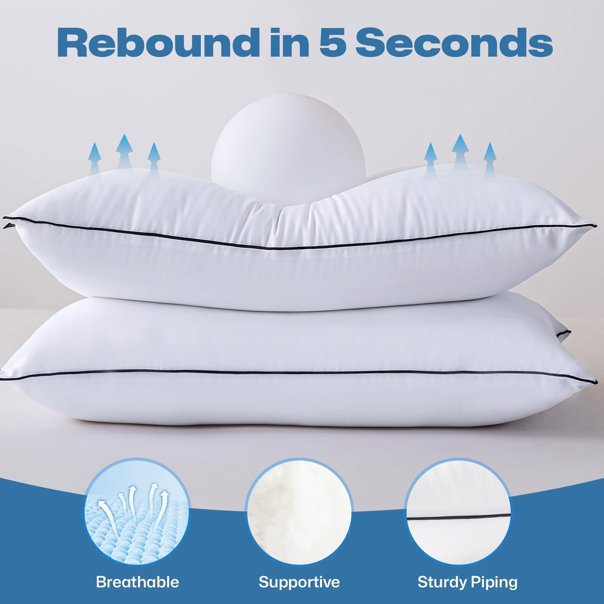 King Size Pillows Set of 4 - Bed Pillows for Sleeping 4 Pack, Cooling Supportive Hotel Pillows with Premium Soft Down Alternative Fill for Side Stomach and Back Sleepers