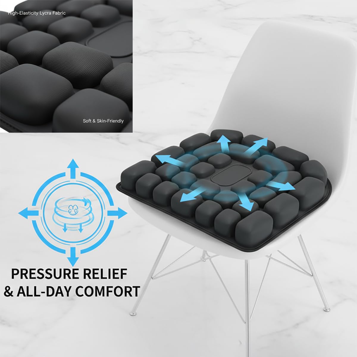 Inflatable Travel Seat Cushion, Inflatable Cushion for Airplane Seat, Car Sitting Pillow, Office Chair Cushion, Portable Flight Pillow for Tailbone & Back Support (for Bedsore)
