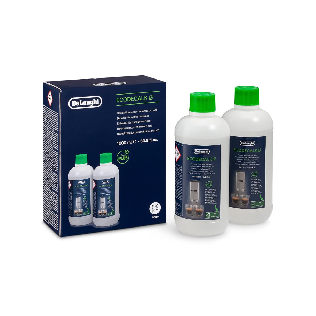 De'Longhi Eco Descaler - 2x500ml bottles, clear