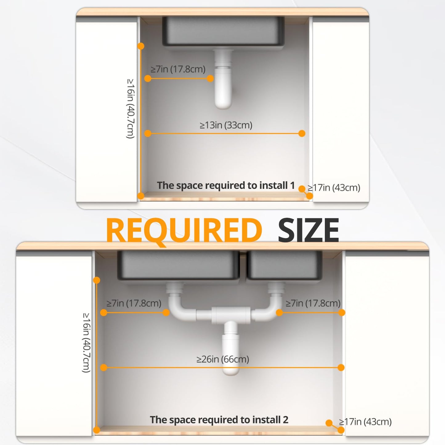 2 Pack Heavy Duty Under Sink Organizer, Pull Out Cabinet Organizer for KItchen Bathroom, 2 Tier Kitchen Sink Organizer and Storage, Fully Extendable, Large-sized, 16.7"D x 13"W x 15.7"H