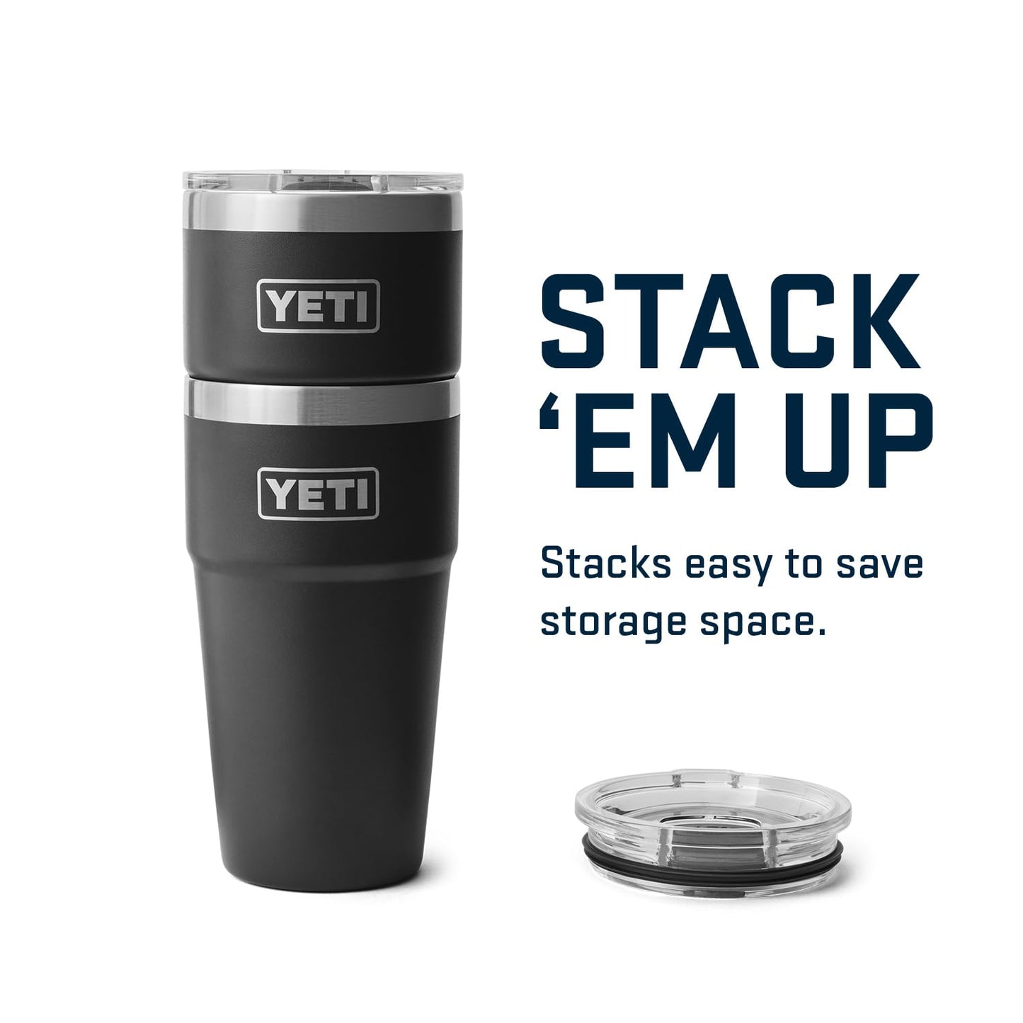 YETI Rambler 20 oz Stackable Tumbler, Stainless Steel, Vacuum Insulated with MagSlider Lid, Black