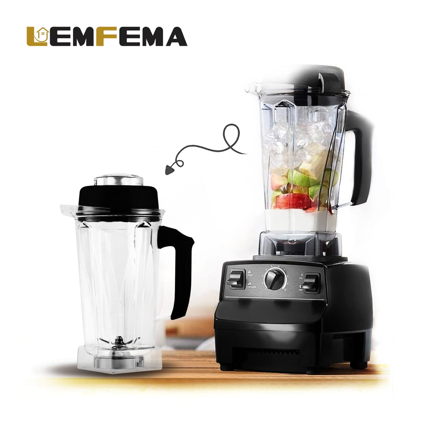 Replacement for Vitamix 64 oz Blender Container Cup 5200,6000,6300,5300,6500,7500,750,VM0102, VM0103, Classic C-Series Blender, with Lid Blade, Clear