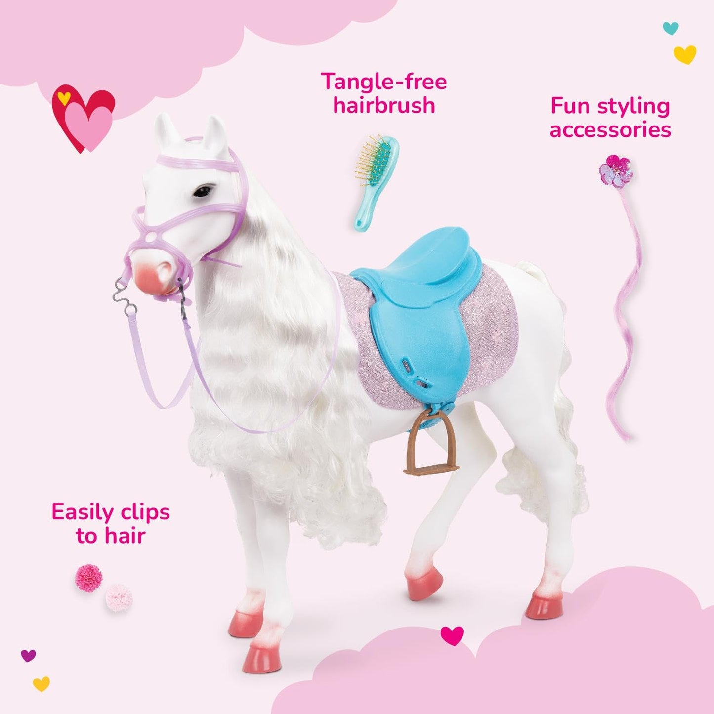Our Generation – 20-Inch Toy Horse – Hair Styling Pieces – 18-Inch Doll Accessories – Pretend Play 3+ Years– Camarillo Hair Play Horse