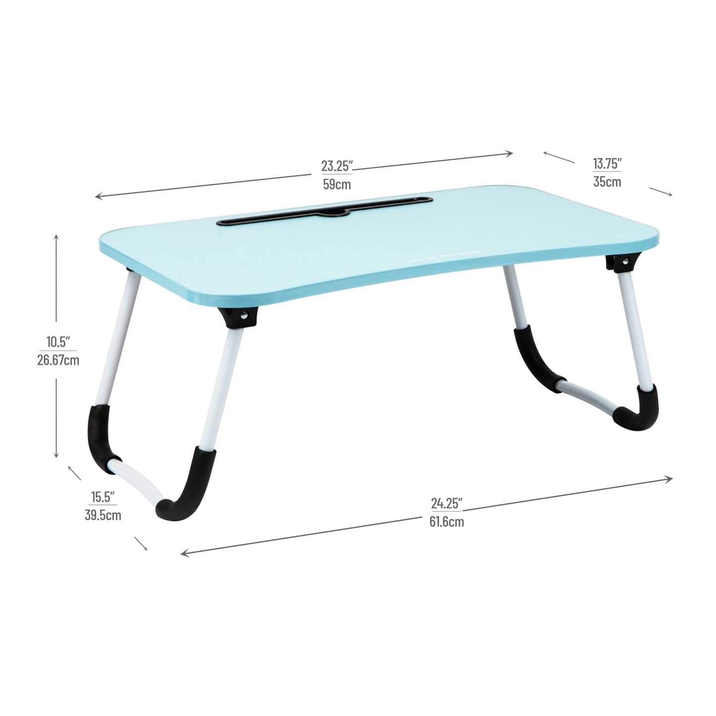 Mind Reader Lap Desk Laptop Stand, Bed Tray, Folding Legs, Couch Table, Portable, MDF, 59.1L x 34.9W x 26.7H cm, Blue
