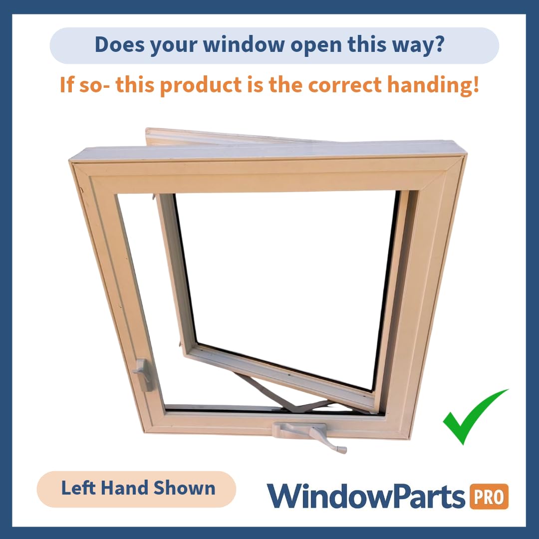 WindowParts PRO Ellura 13.5" Left Hand Casement Window Operator – White, Hardened Steel Arm & Gear, Pre-Installed Gasket, Handle & Screws