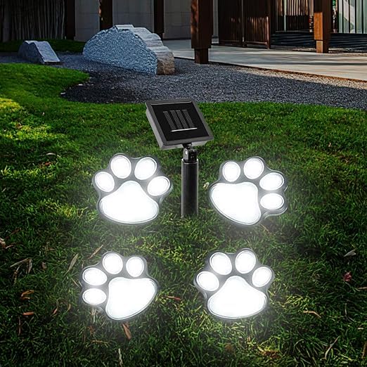 Paw Print Path Lights Garden Animal Statue Lantern Led Path 3" Light Lamp for Garden Patio Yard Decor Walkway Lighting