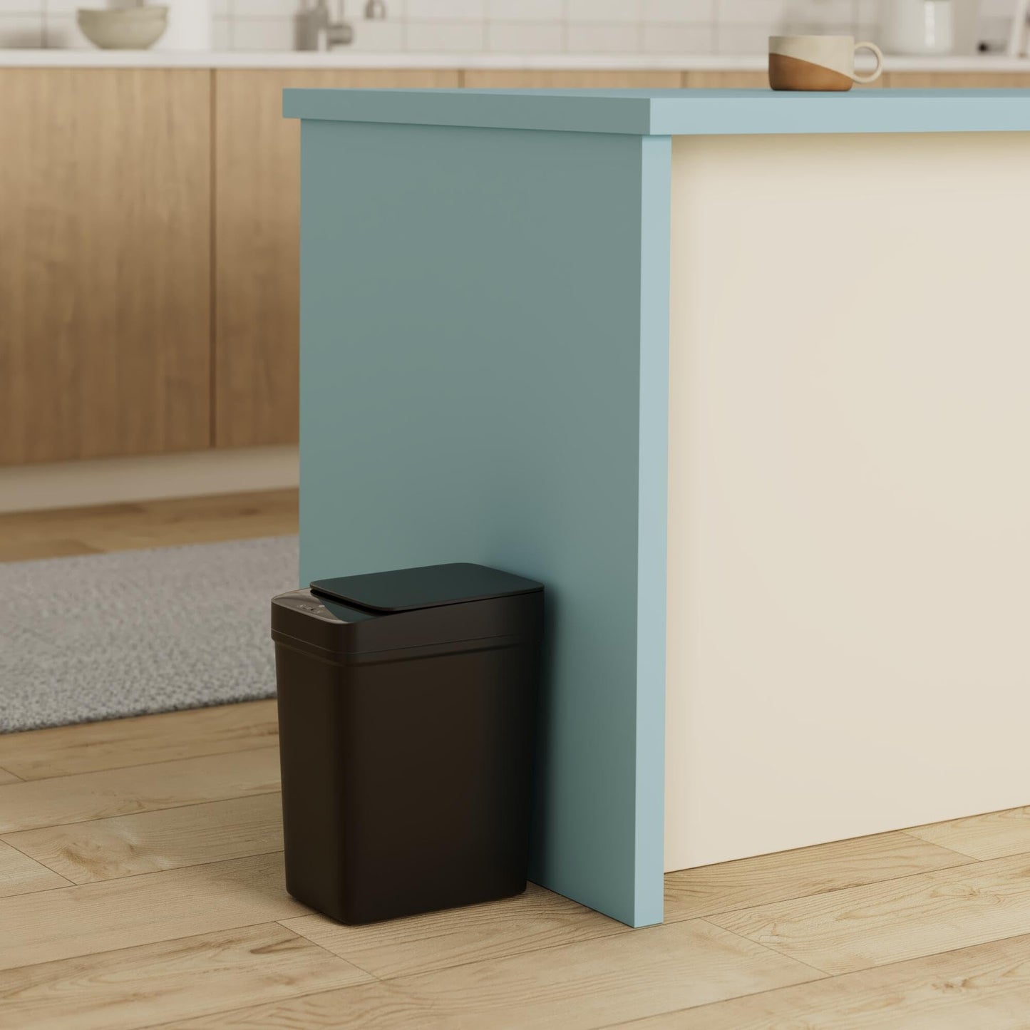 Anborry Bathroom Automatic Trash Can 2 Pack 2.2 Gallon Touchless Motion Sensor Small Slim Garbage Can with Lid Smart Electric Narrow Garbage Bin for Bedroom Office Kitchen (Black)