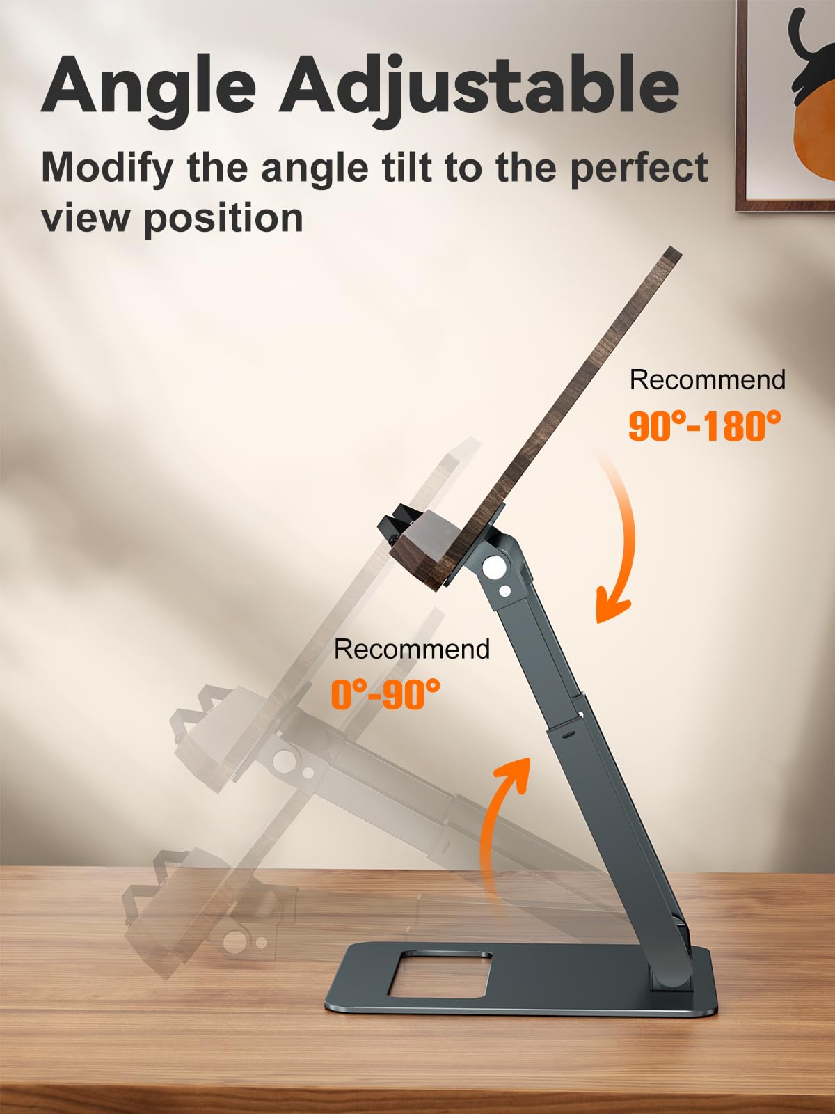 Tounee Telescopic Book Holder Stand, Adjustable Height Pull Out Design Ergonomic Cookbook Stand with Elastic Page Clips, Fits All Books (Gray)