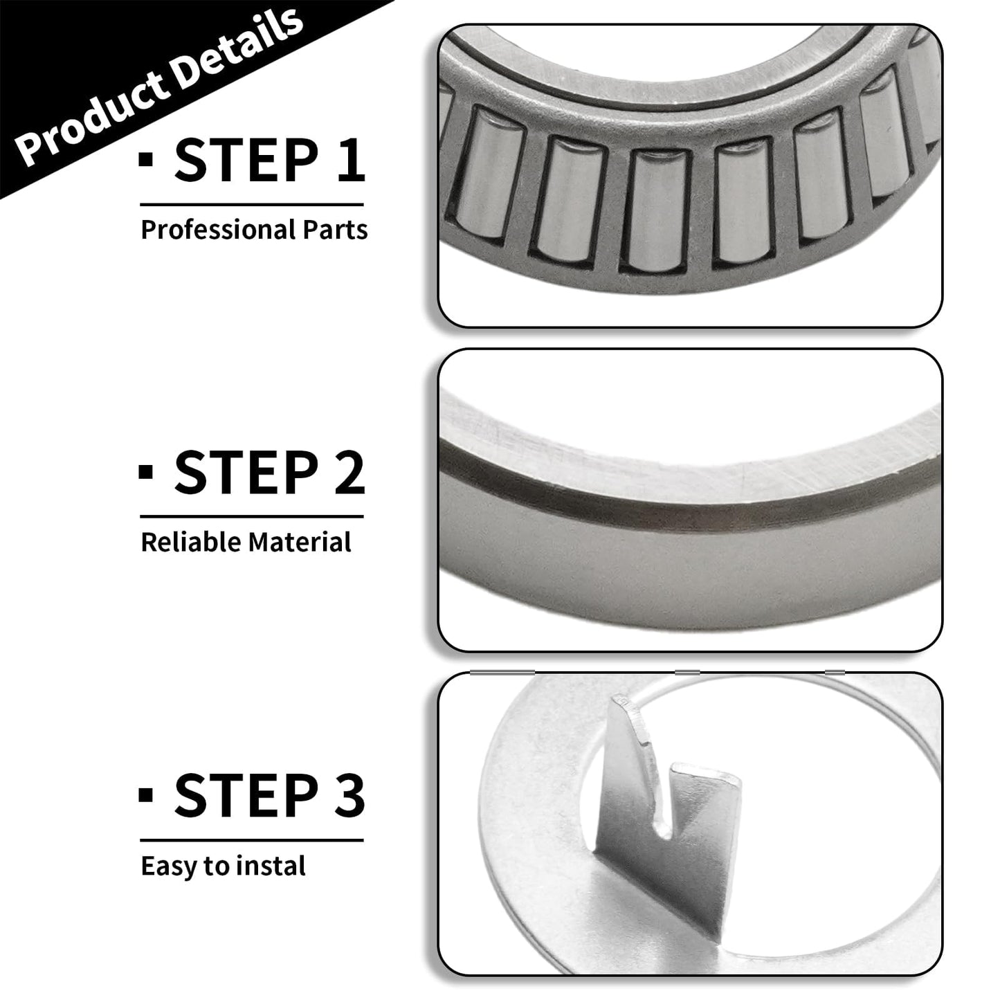 DUZFOREI 4 Sets Trailer Hub Bearing Kits with Dust Caps Grease Seals Spindle Nuts Washers, Replacement for 3500 Lb 1-1/16 to 1-3/8 Inch Trailer Axle Spindle EZ-Lube, Replace L68149 L44649