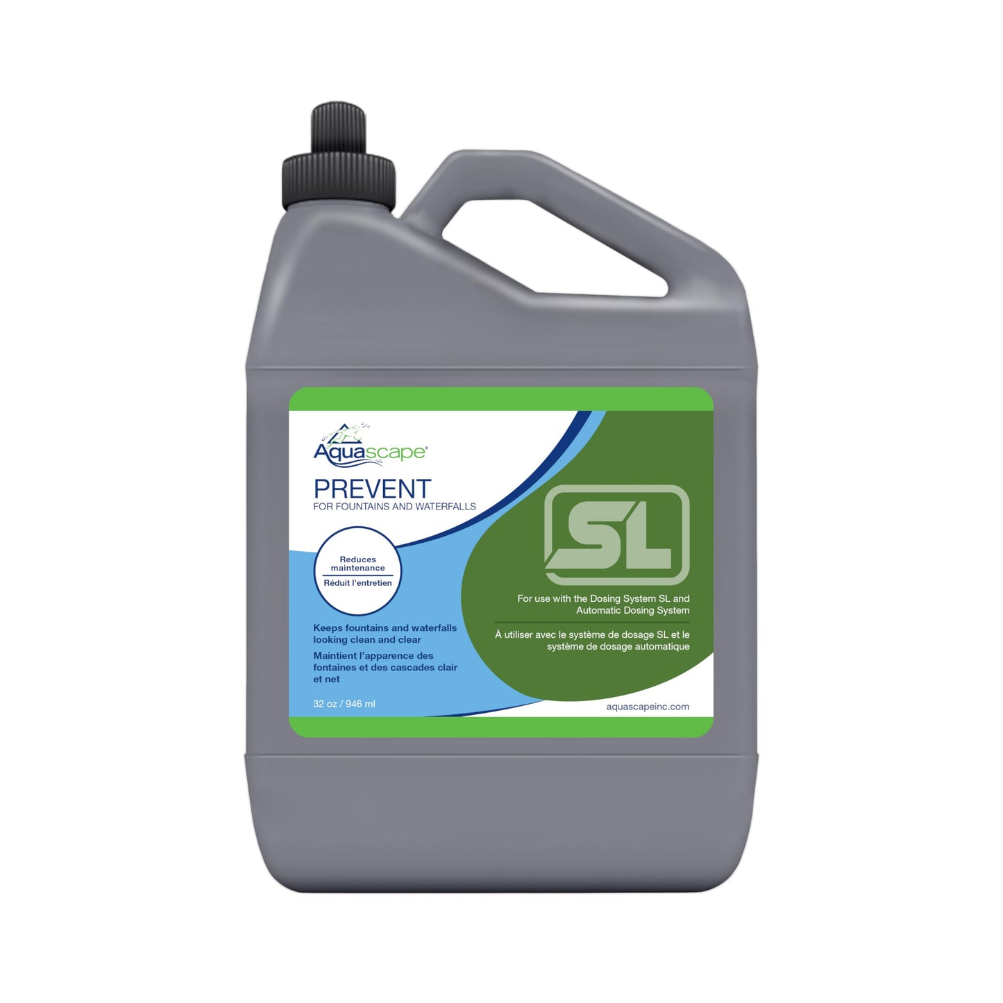 Aquascape Prevent for Fountains and Waterfalls SL - 32 oz / 946 ml, Reduces Fountain Maintenance with Clarifiers, Prevents White-Scale Buildup and Stains, Safe for Birds and Plants, 96094