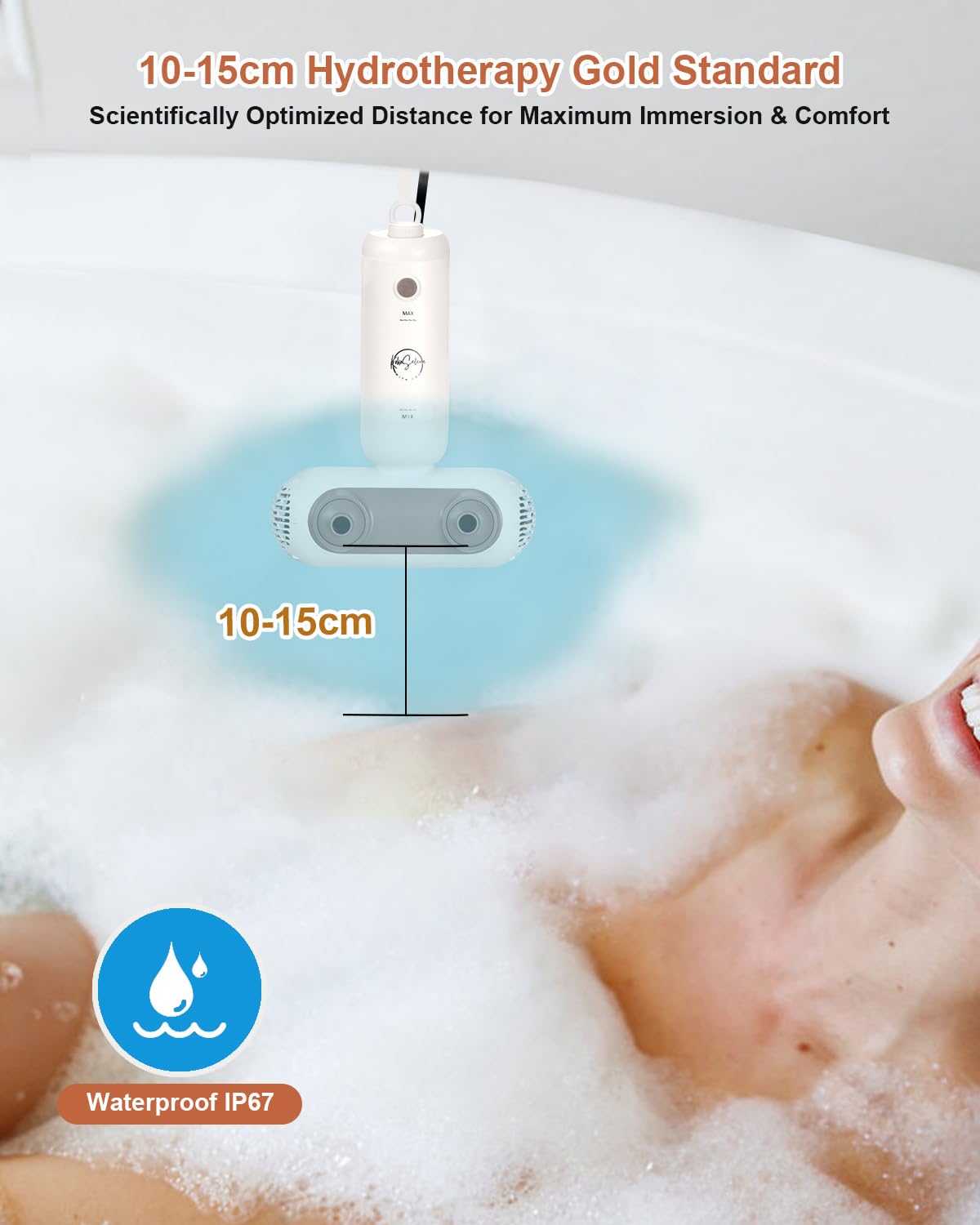 KokoSelene Bath Jets for Tub, Portable Bath Spa for Bathtub with Dual Hydro Jets, Bathtub Spa Machine Creates Soothing Bubbles and Massage for Daily Relax at Home Use (Brown)