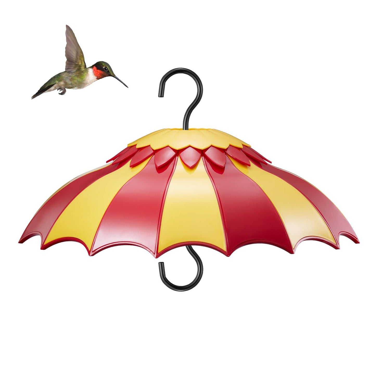 Hummingbird Feeder Cover, Humming Bird Feeder Baffle for Outdoors Hanging, Weather Dome Rain Guard Shade Sunlight Keep Nectar Cool,Large Size Suitable for Wild Bird Feeder, 14inch(Red Yellow)
