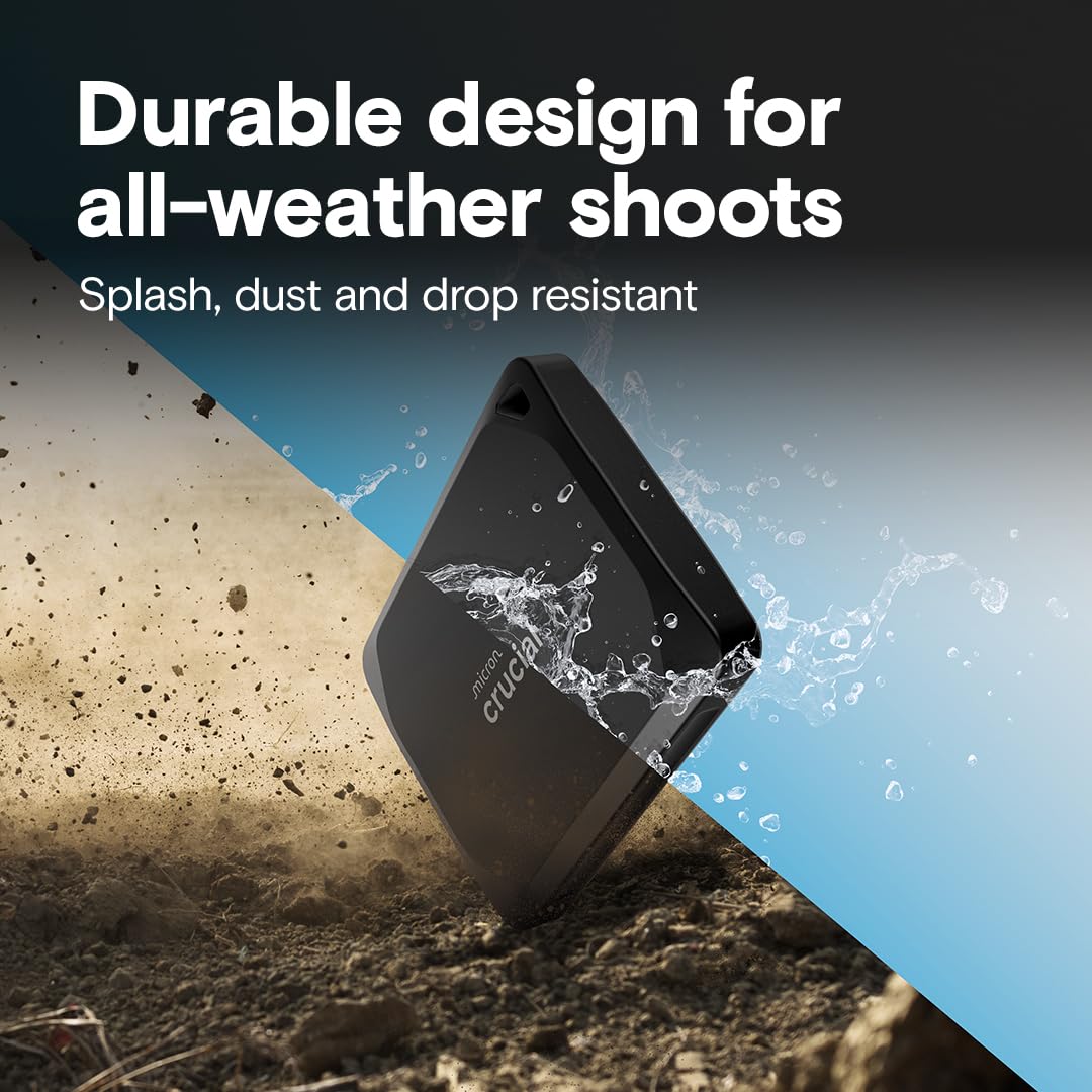 Crucial X10 Pro 1TB Portable SSD, Up to 2100MB/s Read, 2000MB/s Write, 3.2 USB-C, External Solid State Drive, Durable Storage for PC & Mac, for Professional Creators, Black - ‎CT1000X10PROSSD902