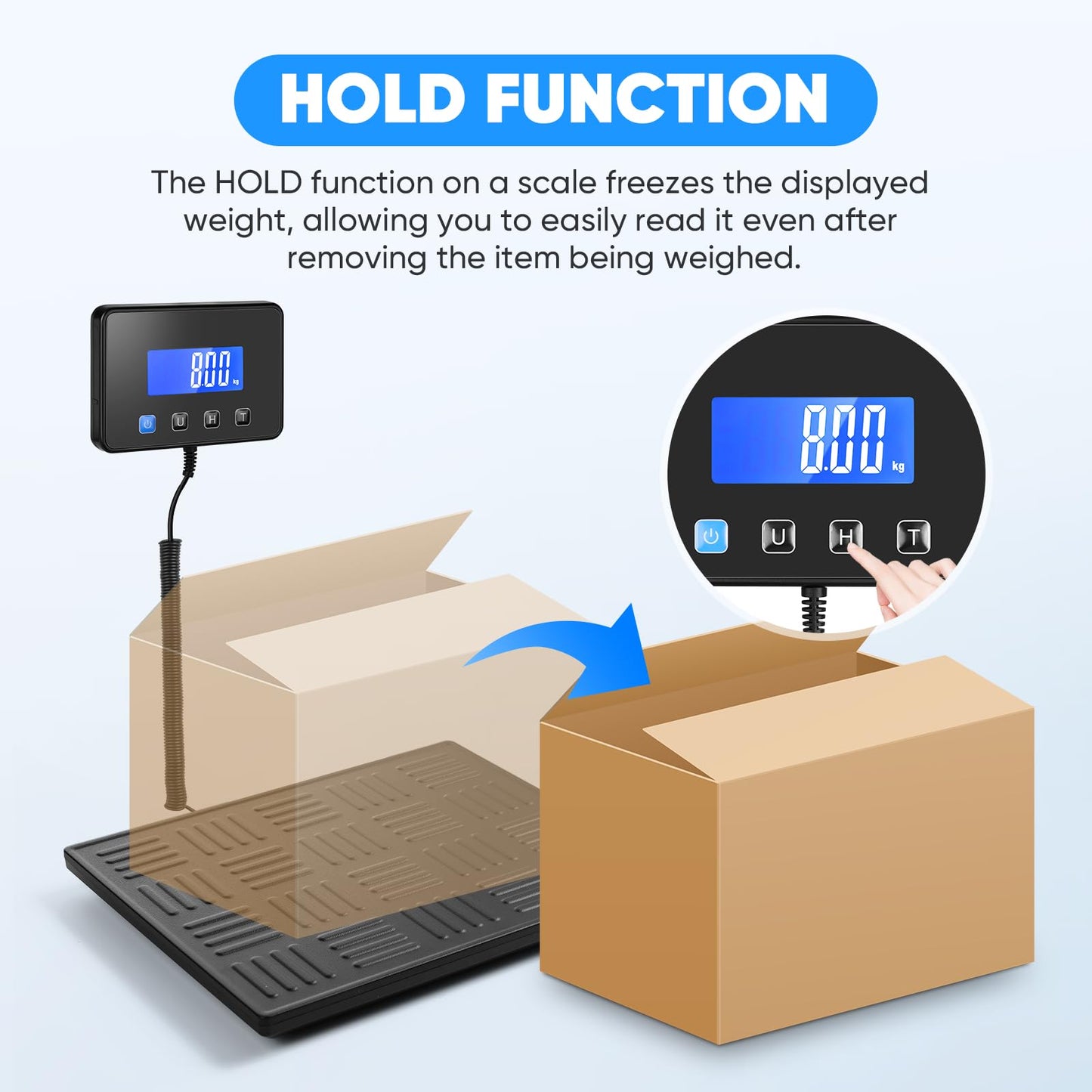 Digital Shipping Scale 300kg, Heavy Duty Postal Scales with Hold and Tare Function, Seperate Screen, Large Platform, Postage Scale for Small Business, Packages (Black)