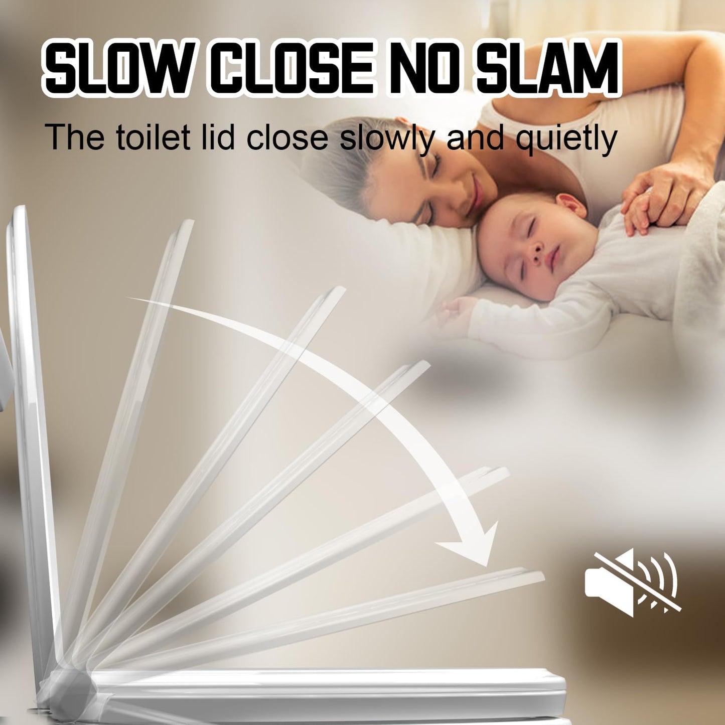 Elongated(Oval) Toilet Seat, Quick-Attach Hardware Metal Hinges, Heavy Duty, Slow Soft and Quiet Close, Durable and Sturdy, Easy to Clean, Fits Elongated(Oblong) Toilets, White(18.5″)