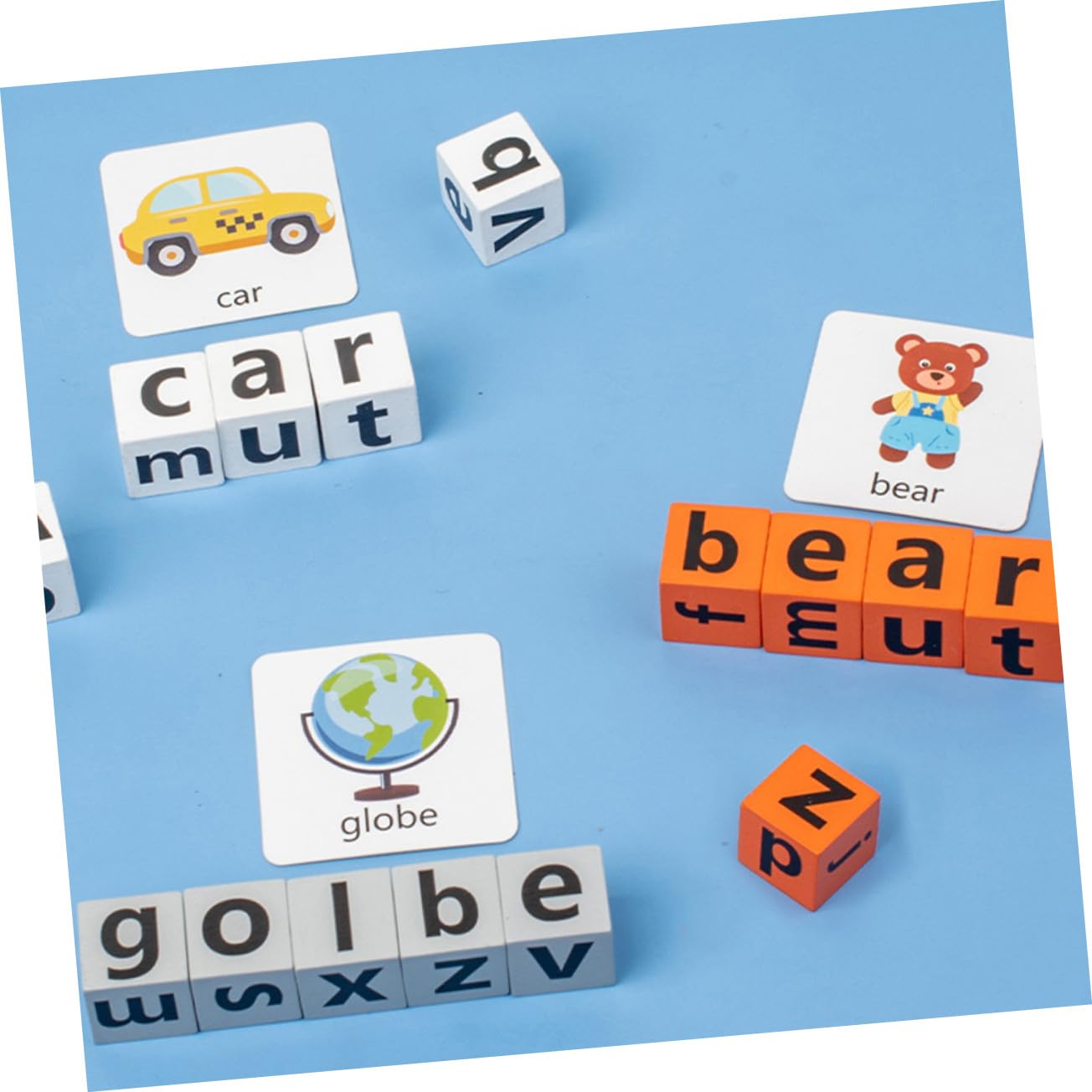 BESTonZON Alphabet Blocks Spelling Game with Word Cards and Bells Early Learning Educational for S English